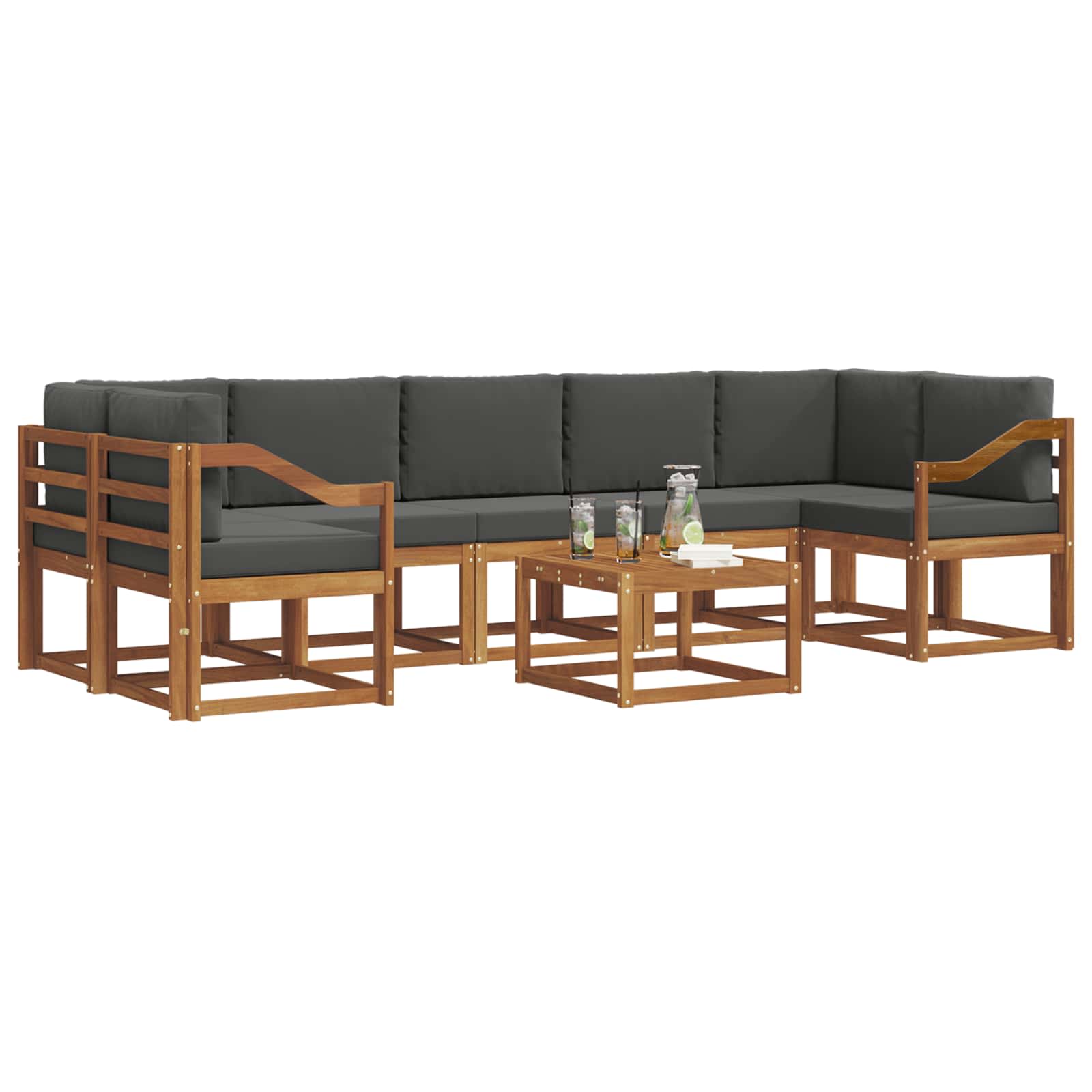 Ensemble de canapés d'extérieur 8 pcs Naturel et Anthracite - XIOS
