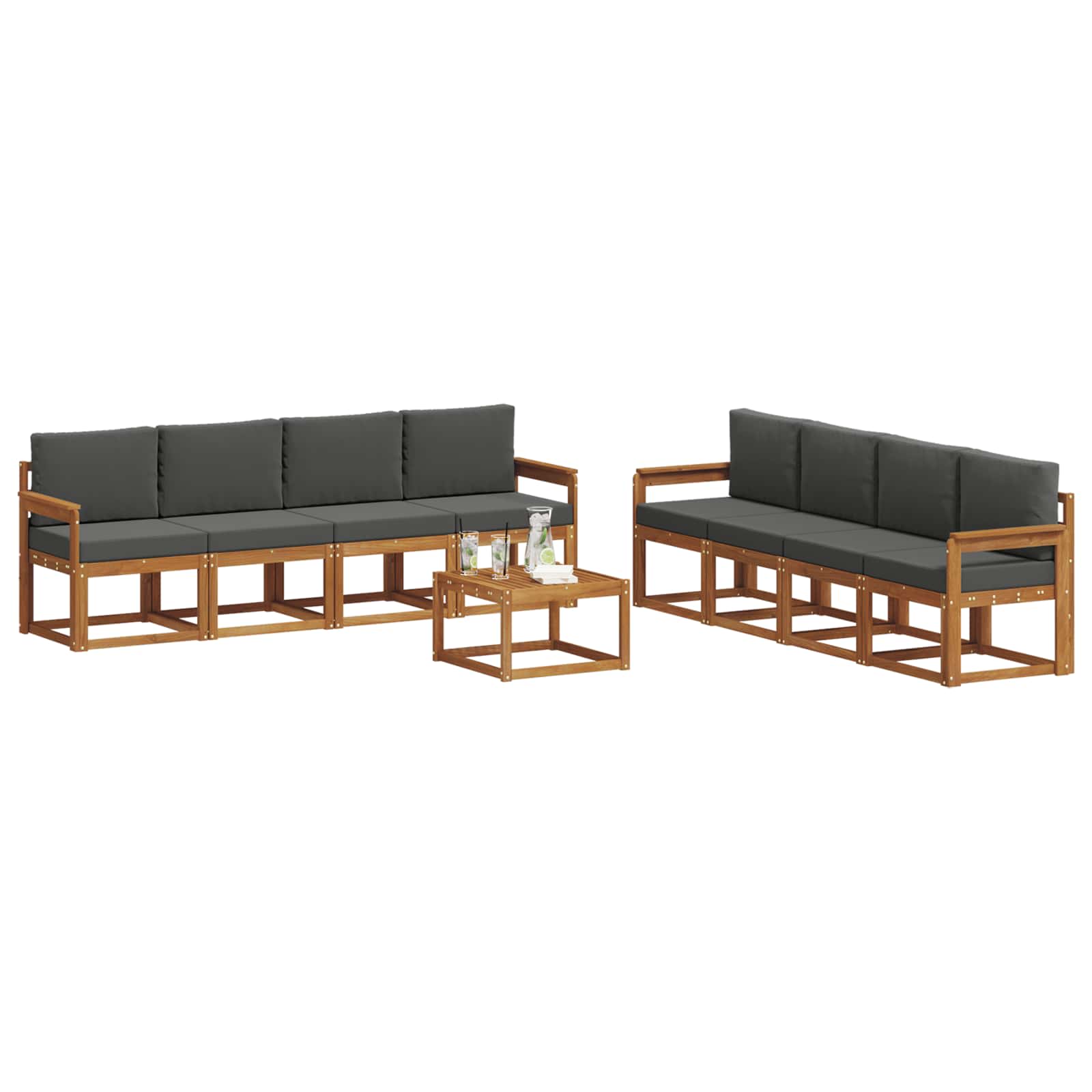 Ensemble de canapés d'extérieur 9 pcs Naturel et Anthracite - XIOS