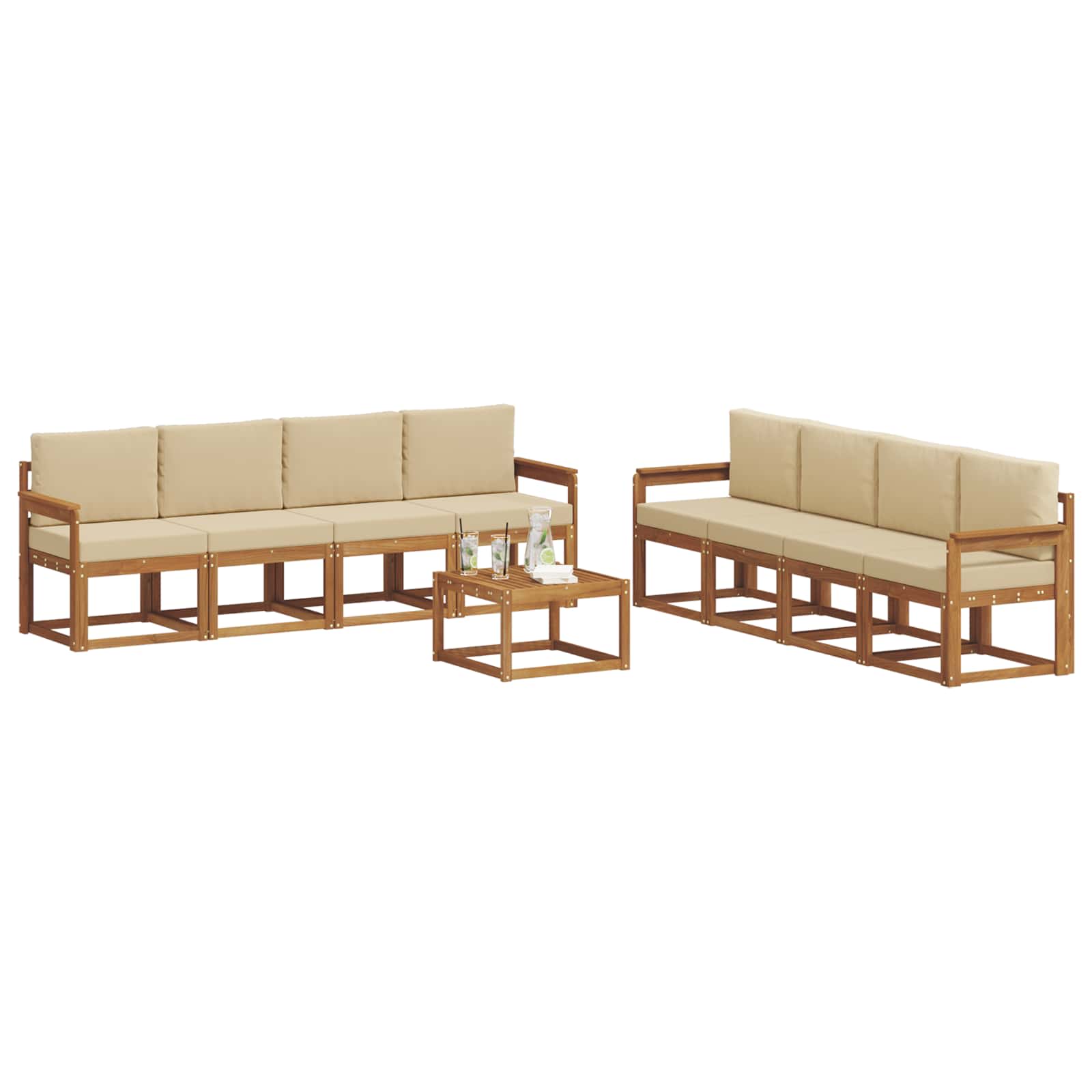 Ensemble de canapés d'extérieur 9 pcs Naturel et Beige - XIOS