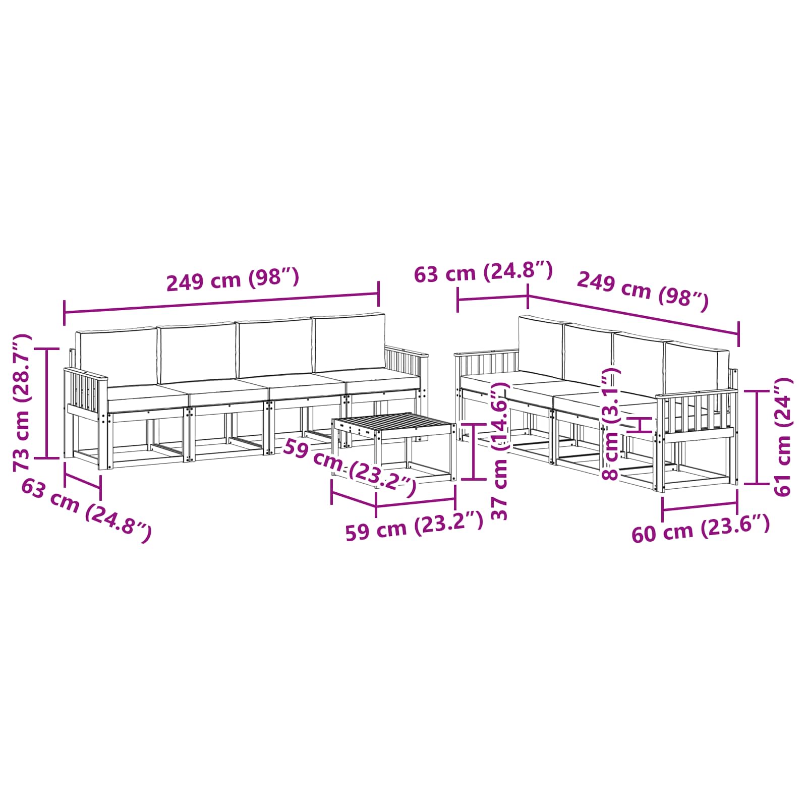 Ensemble de canapés d'extérieur 9 pcs Naturel et Crème - XIOS