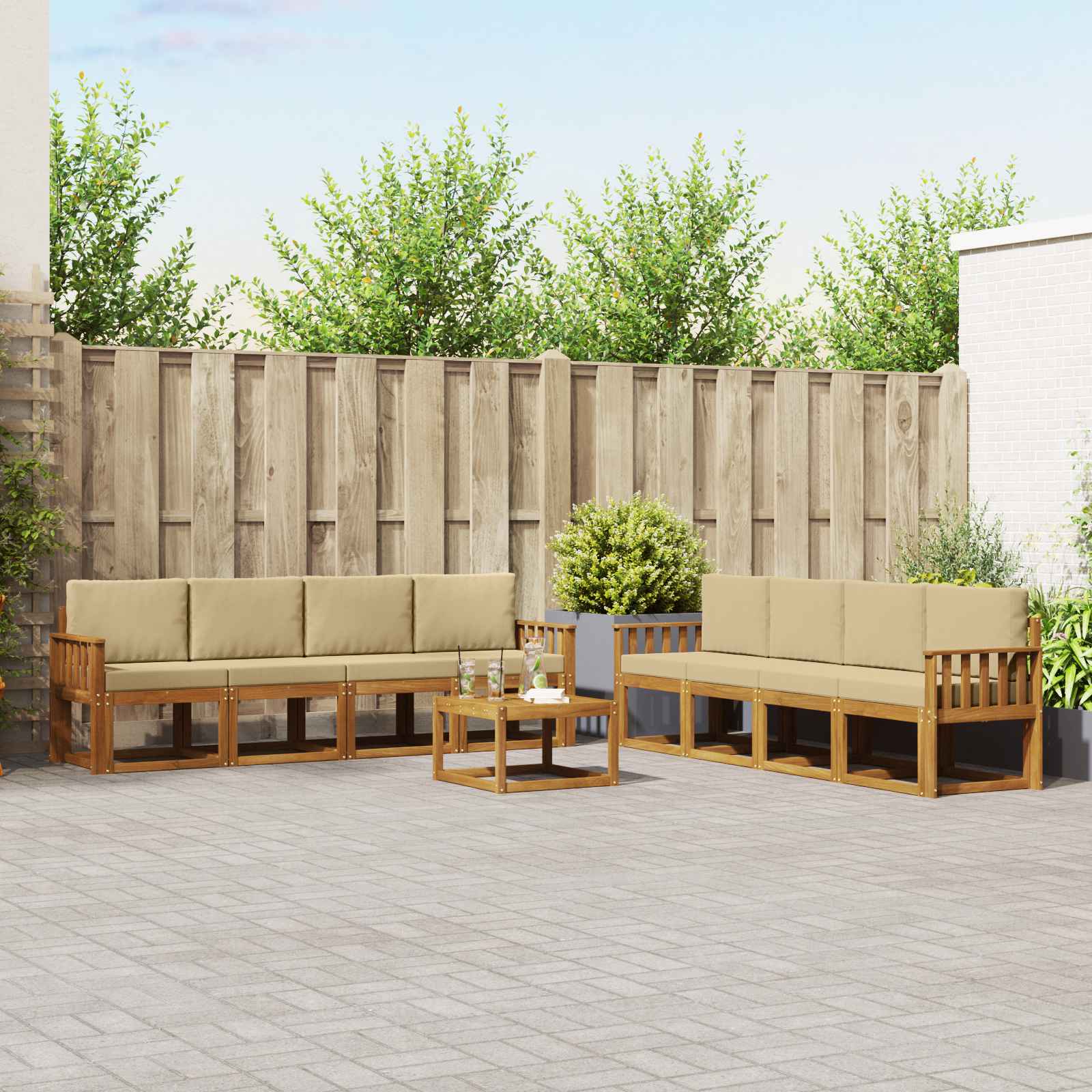 Ensemble de canapés d'extérieur 9 pcs Naturel et Beige - XIOS