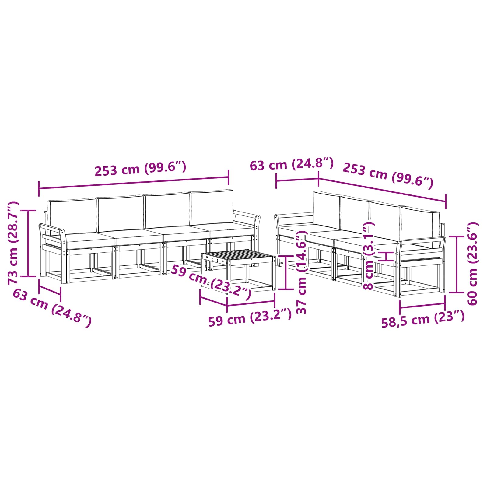 Ensemble de canapés d'extérieur 9 pcs Naturel et Crème - XIOS
