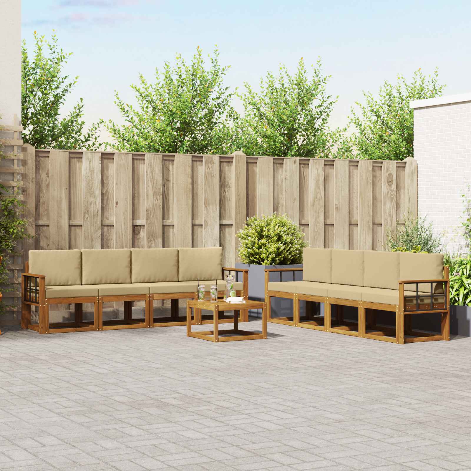 Ensemble de canapés d'extérieur 9 pcs Naturel et Beige - XIOS