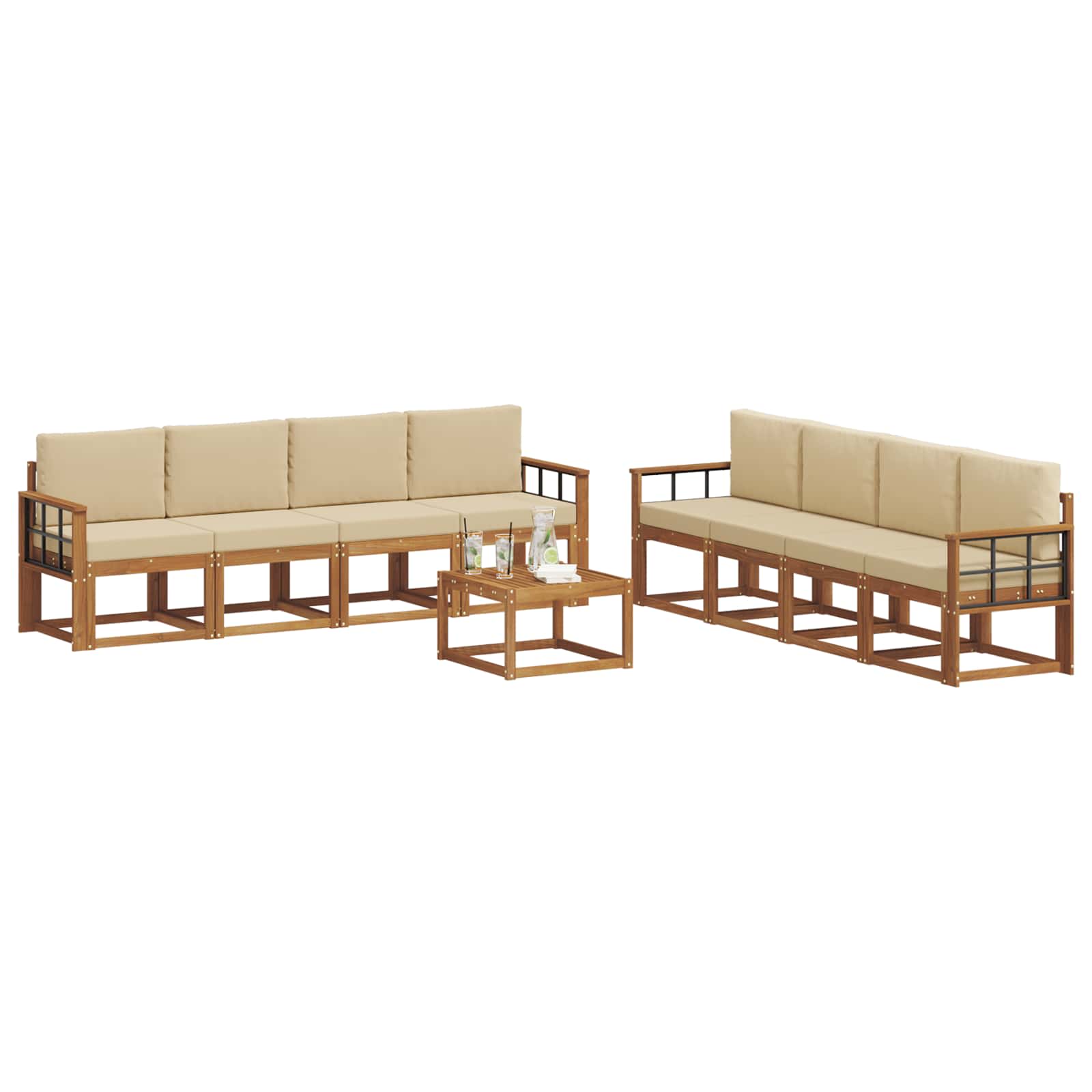 Ensemble de canapés d'extérieur 9 pcs Naturel et Beige - XIOS
