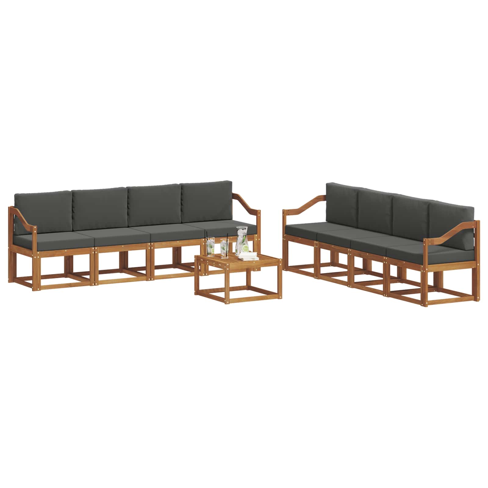 Ensemble de canapés d'extérieur 9 pcs Naturel et Anthracite - XIOS