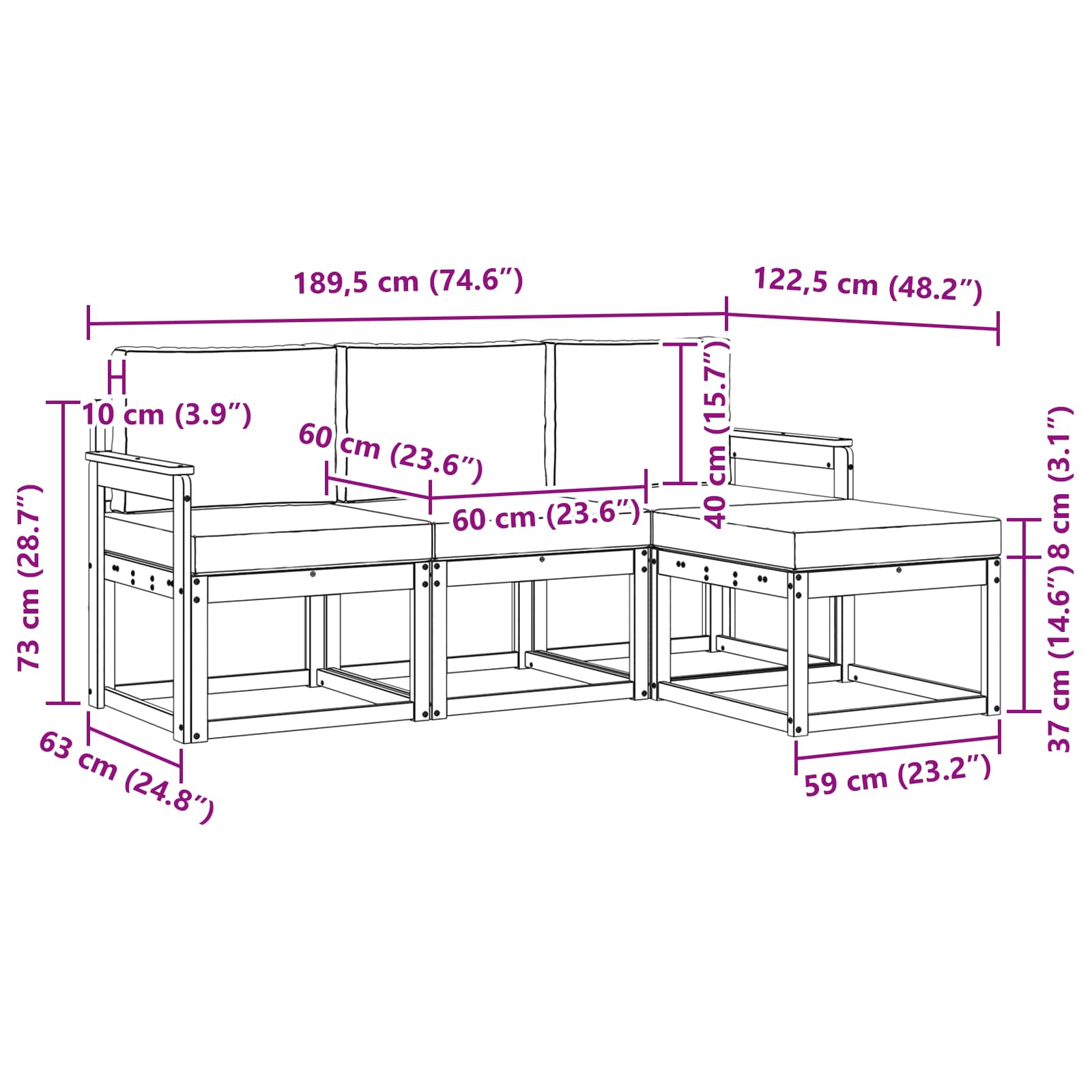 Ensemble de canapés d'extérieur 4 pcs Naturel et Crème - XIOS
