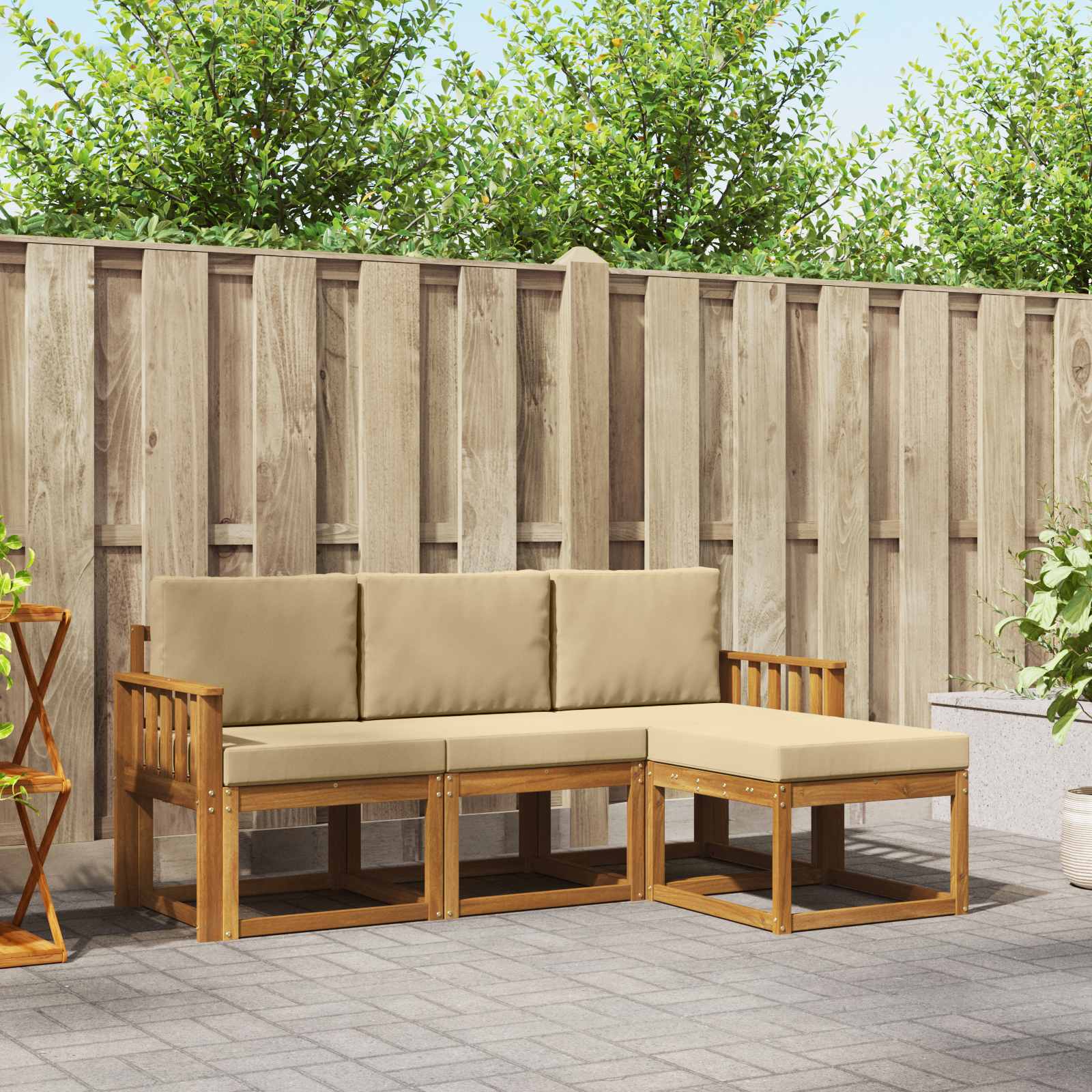 Ensemble de canapés d'extérieur 4 pcs Naturel et Beige - XIOS