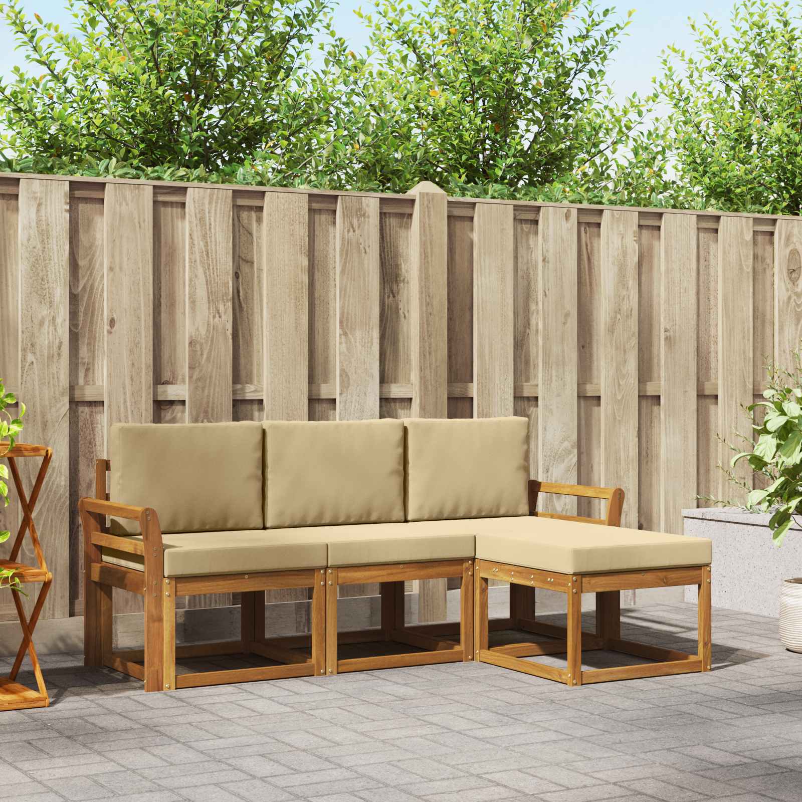 Ensemble de canapés d'extérieur 4 pcs Naturel et Beige - XIOS