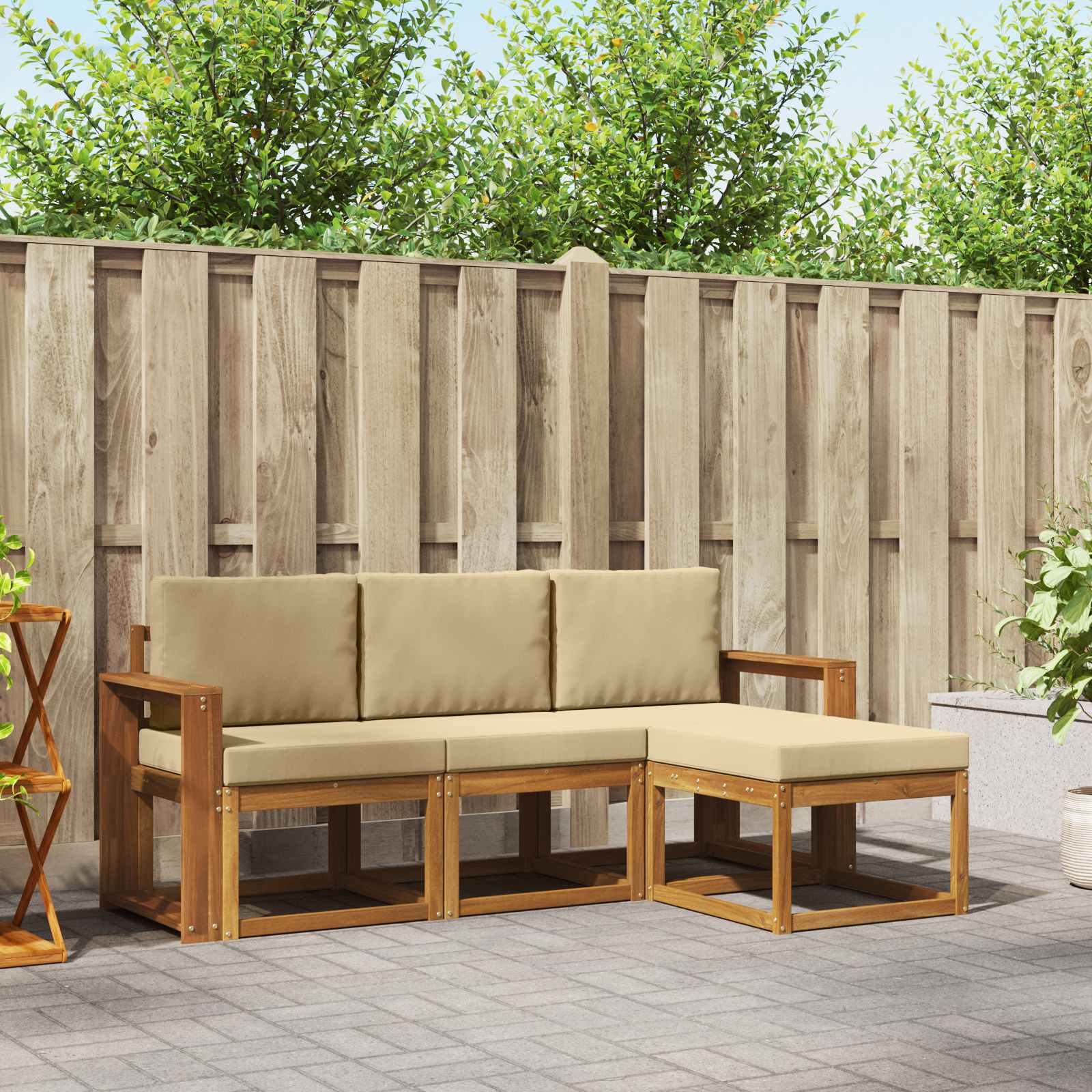 Ensemble de canapés d'extérieur 4 pcs Naturel et Beige - XIOS