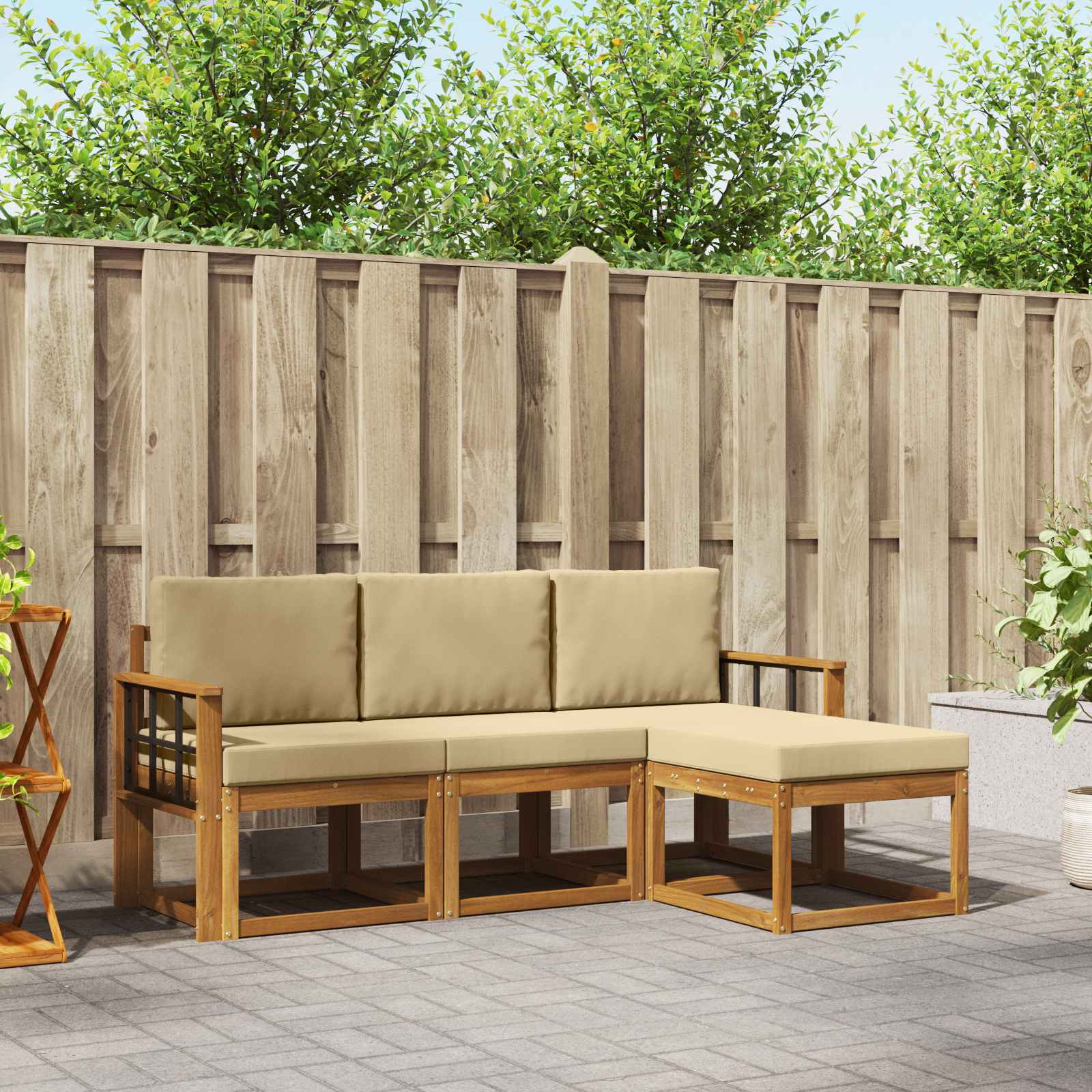 Ensemble de canapés d'extérieur 4 pcs Naturel et Beige - XIOS