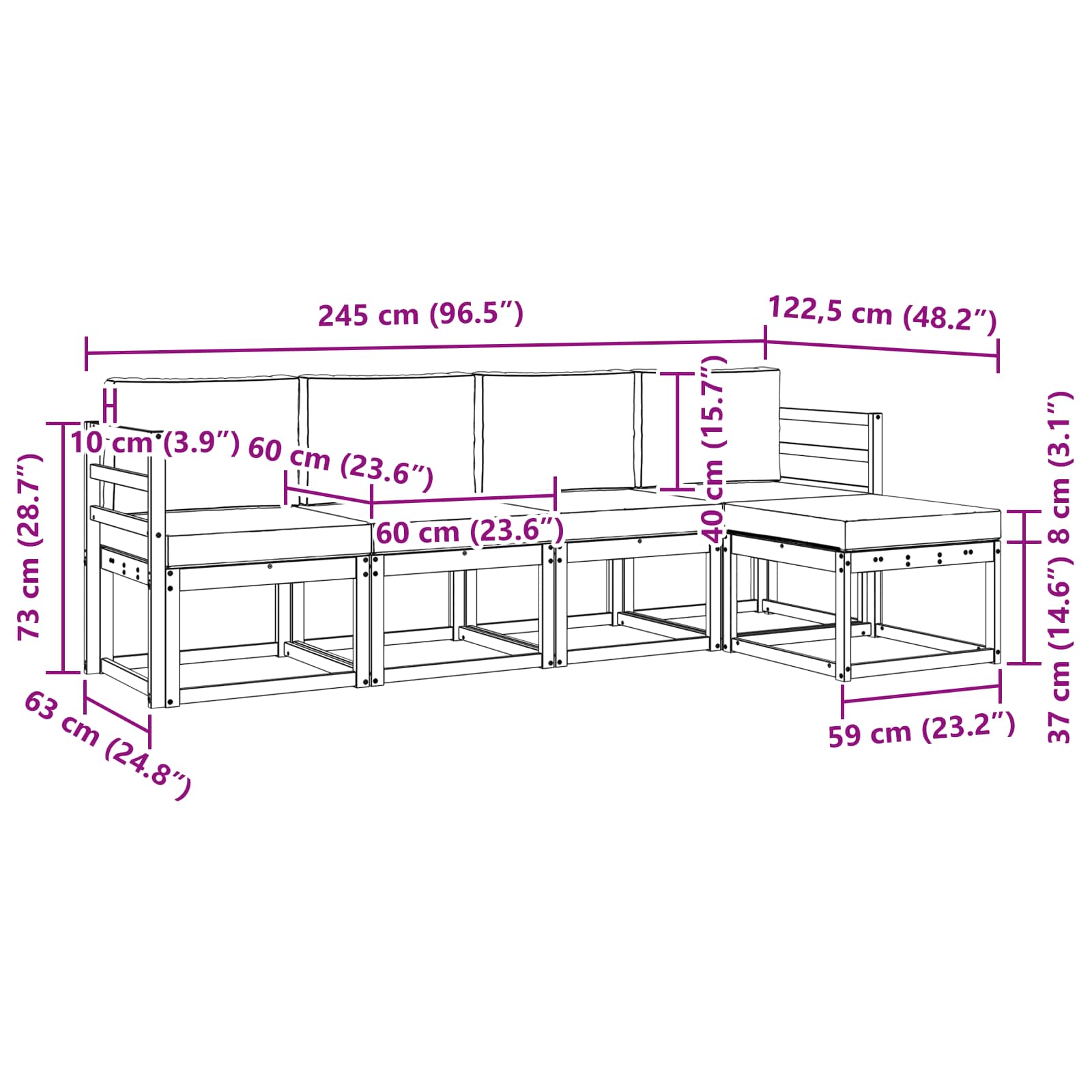 Ensemble de canapés d'extérieur 5 pcs Naturel et Anthracite - XIOS