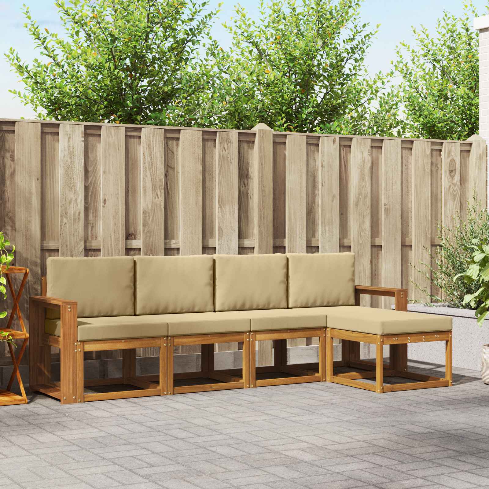 Ensemble de canapés d'extérieur 5 pcs Naturel et Beige - XIOS