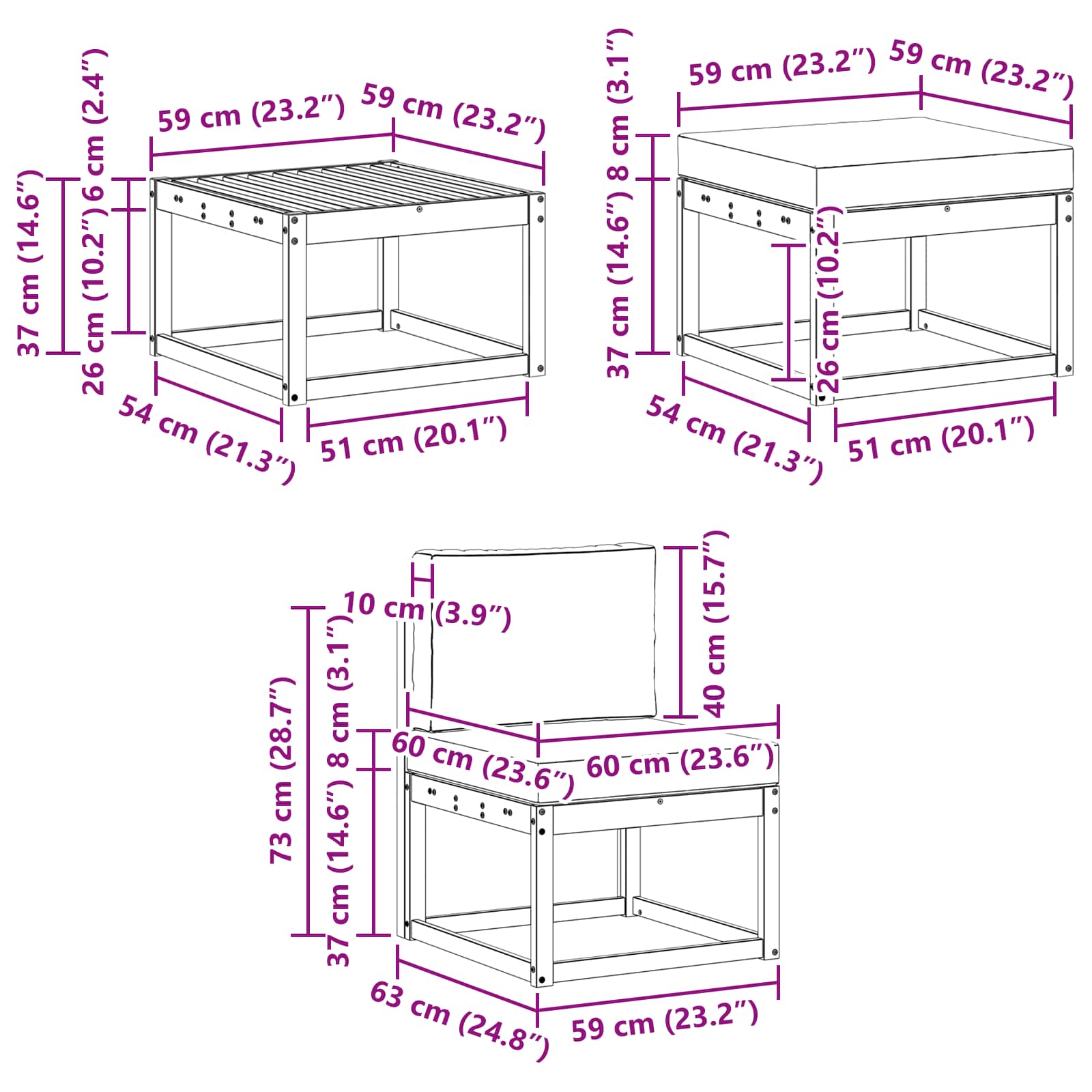 Ensemble de canapés d'extérieur 6 pcs Naturel et Anthracite - XIOS