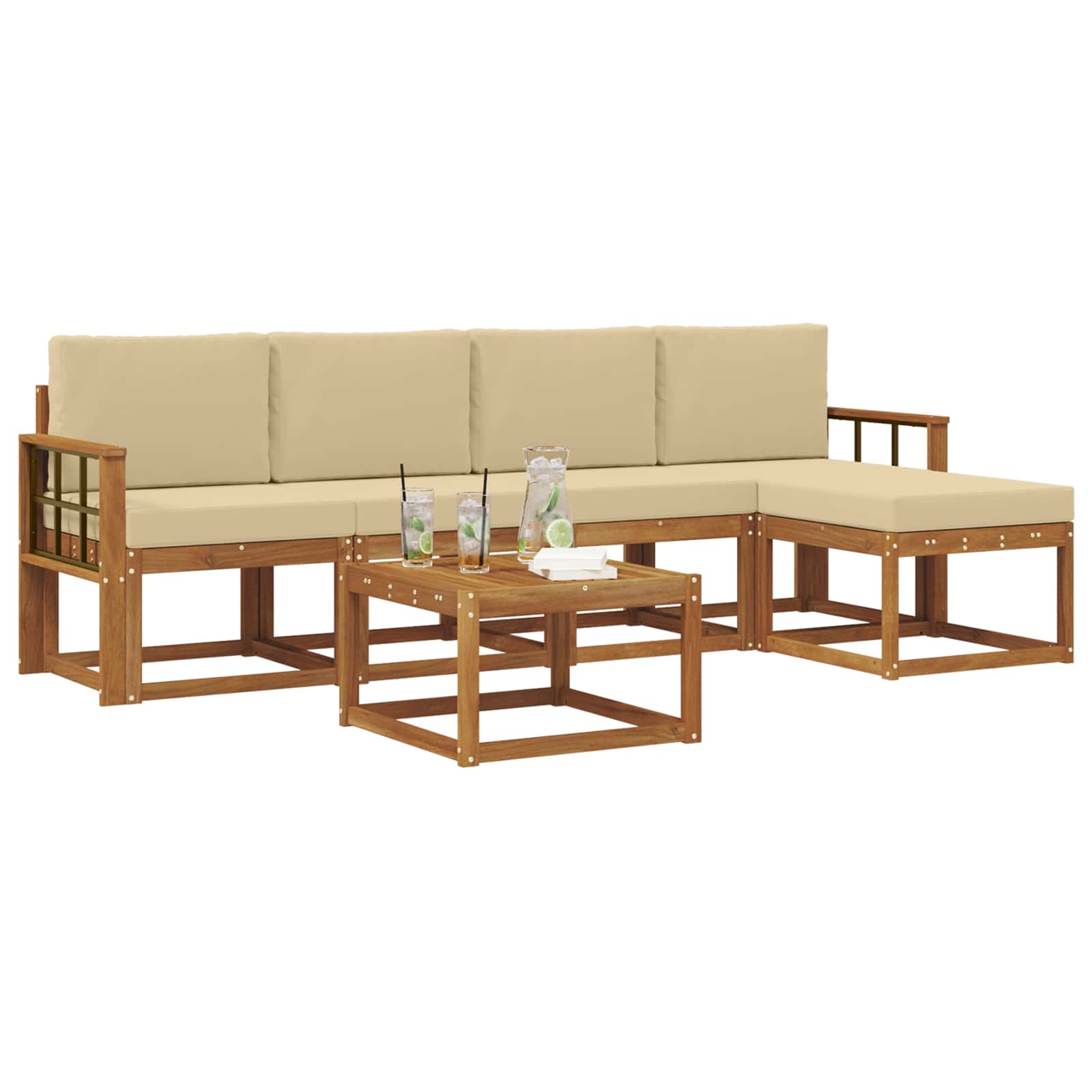 Ensemble de canapés d'extérieur 6 pcs Naturel et Beige - XIOS