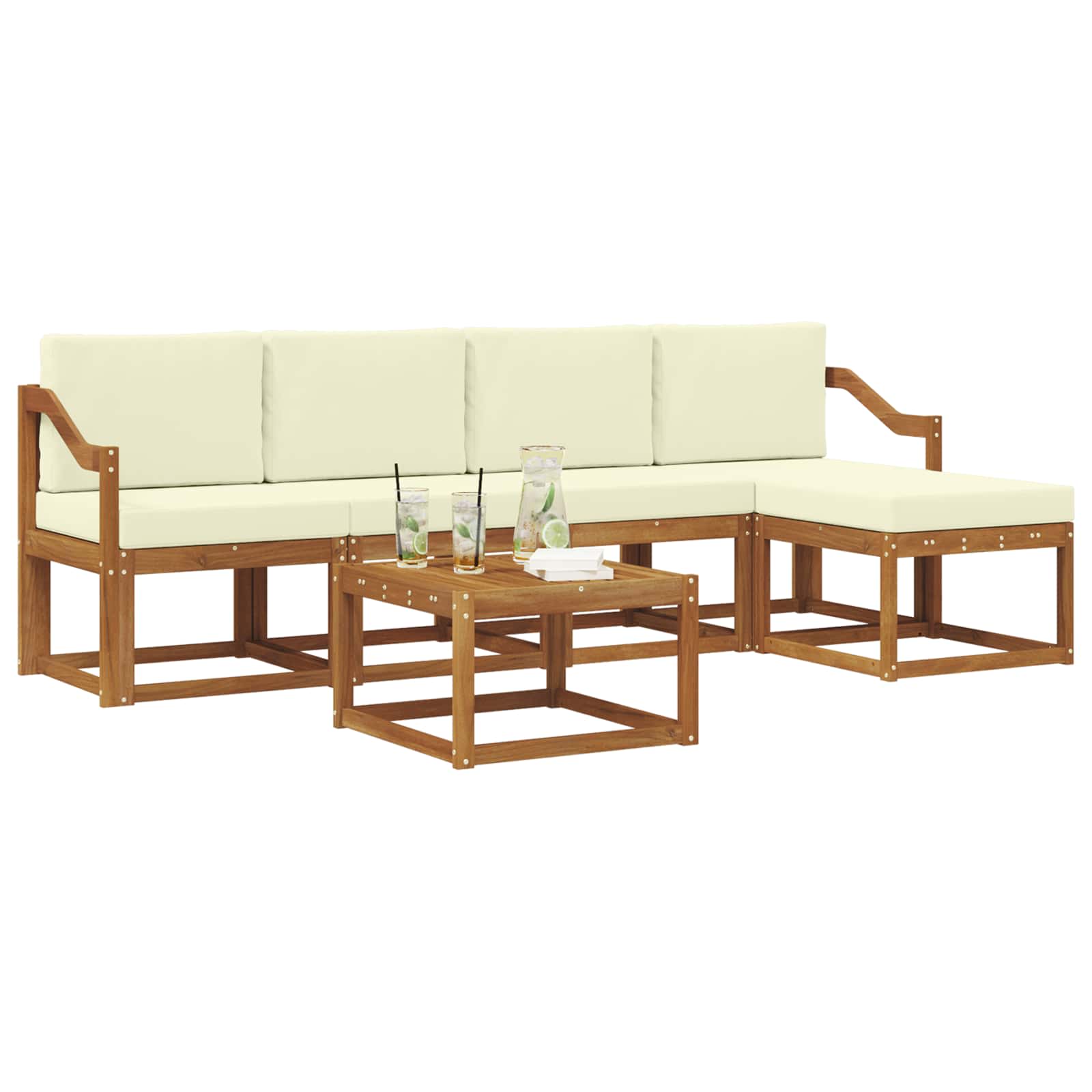 Ensemble de canapés d'extérieur 6 pc Naturel et Crème - XIOS