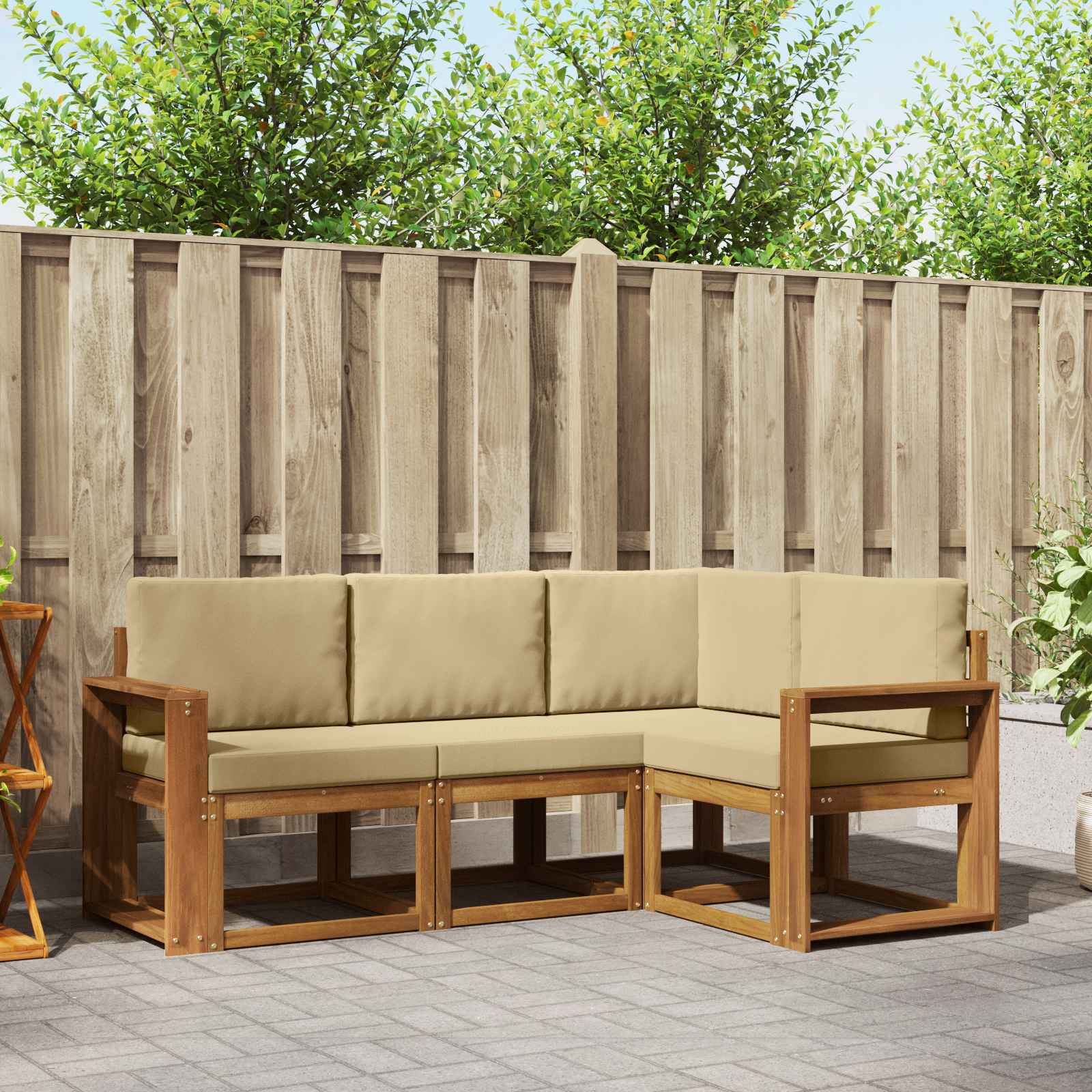 Ensemble de canapés d'extérieur 4 pcs Naturel et Beige - XIOS