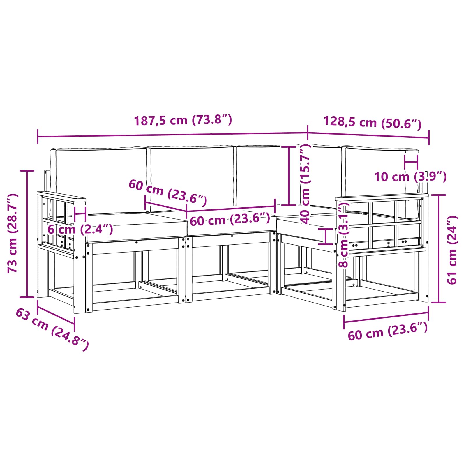Ensemble de canapés d'extérieur 4 pcs Naturel et Anthracite - XIOS