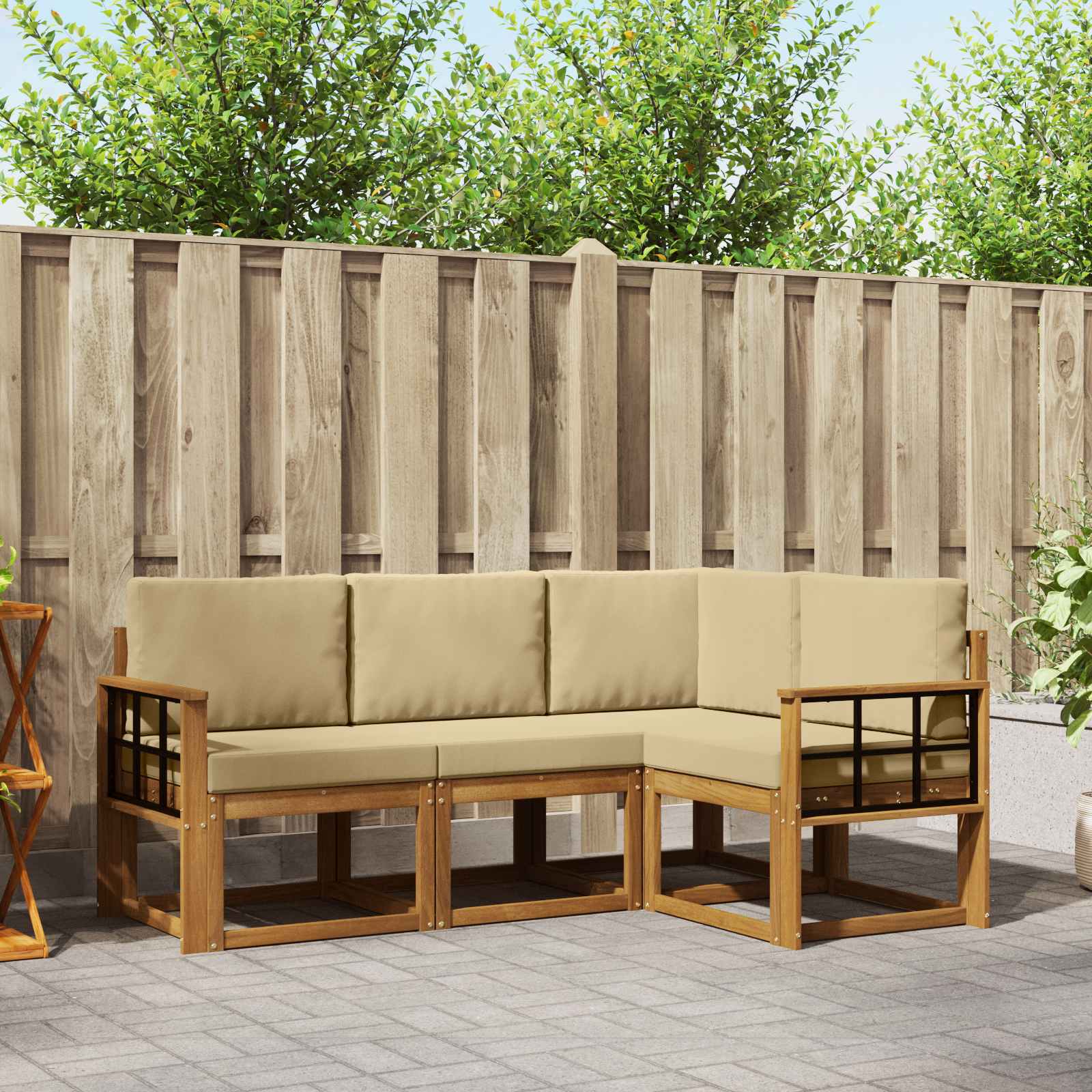 Ensemble de canapés d'extérieur 4 pcs Naturel et Beige - XIOS