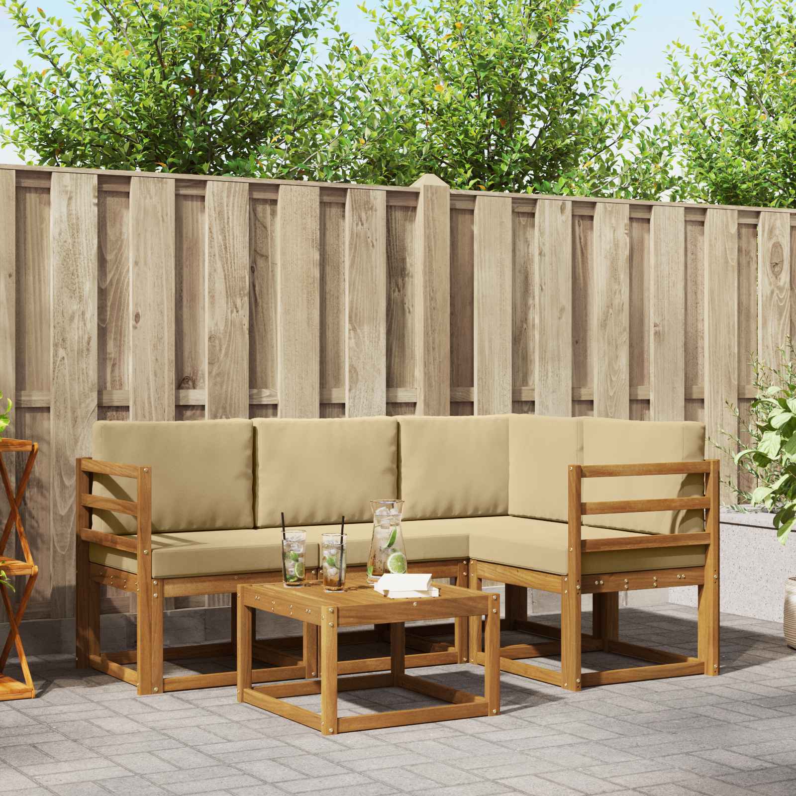 Ensemble de canapés d'extérieur 5 pcs Naturel et Beige - XIOS