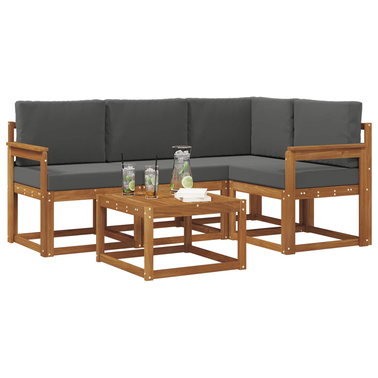 Ensemble de canapés d'extérieur 5 pcs Naturel et Anthracite - XIOS