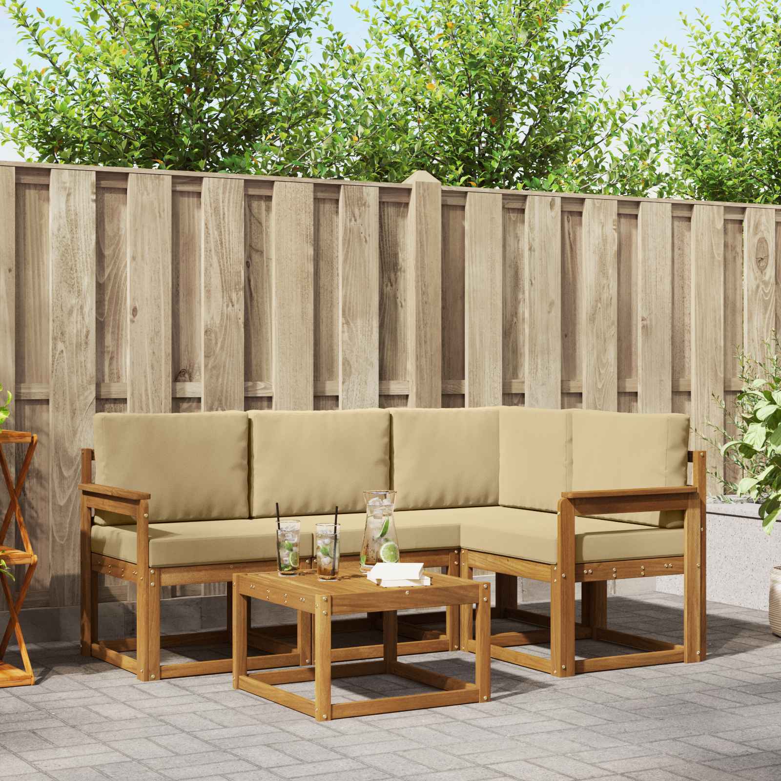 Ensemble de canapés d'extérieur 5 pcs Naturel et Beige - XIOS