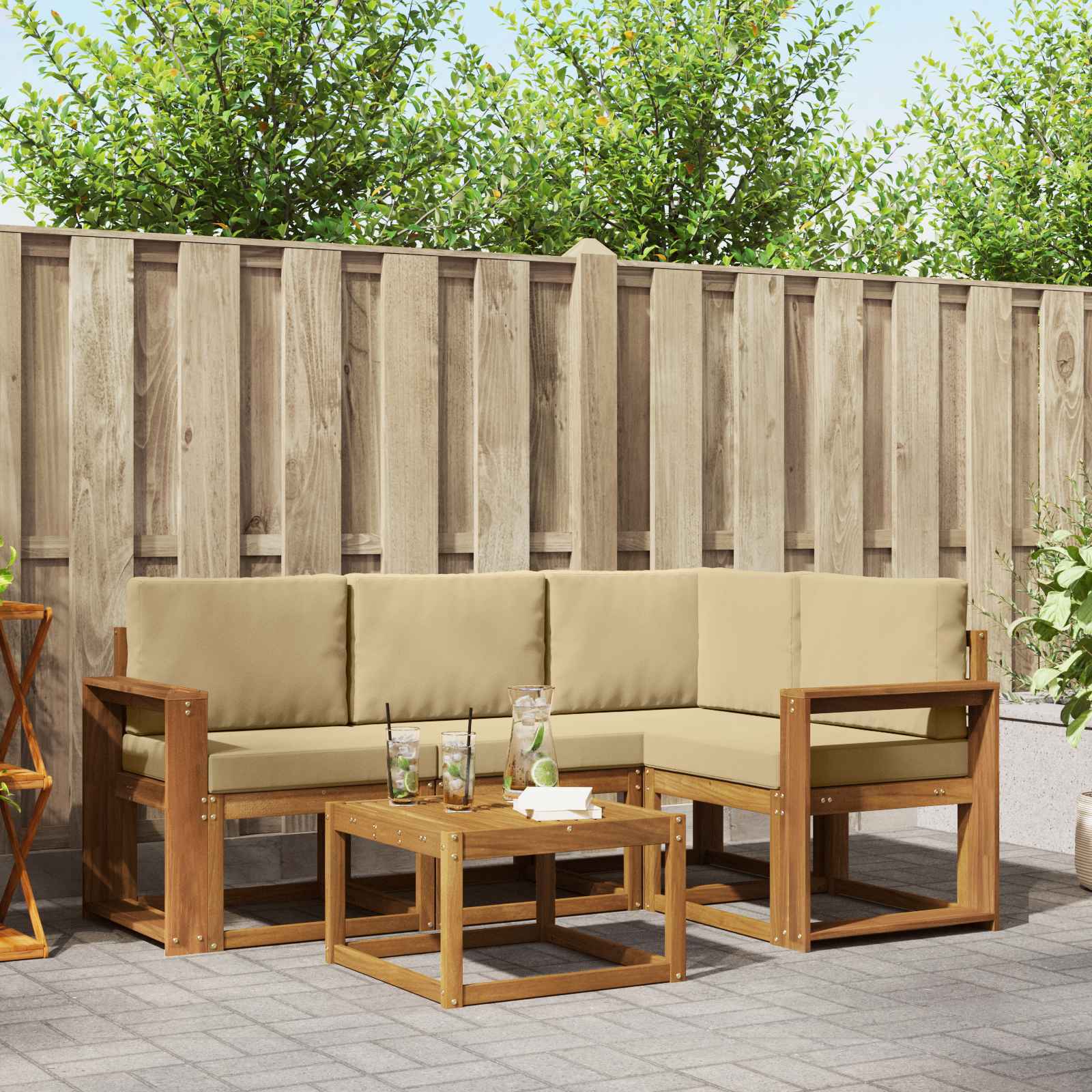 Ensemble de canapés d'extérieur 5 pcs Naturel et Beige - XIOS