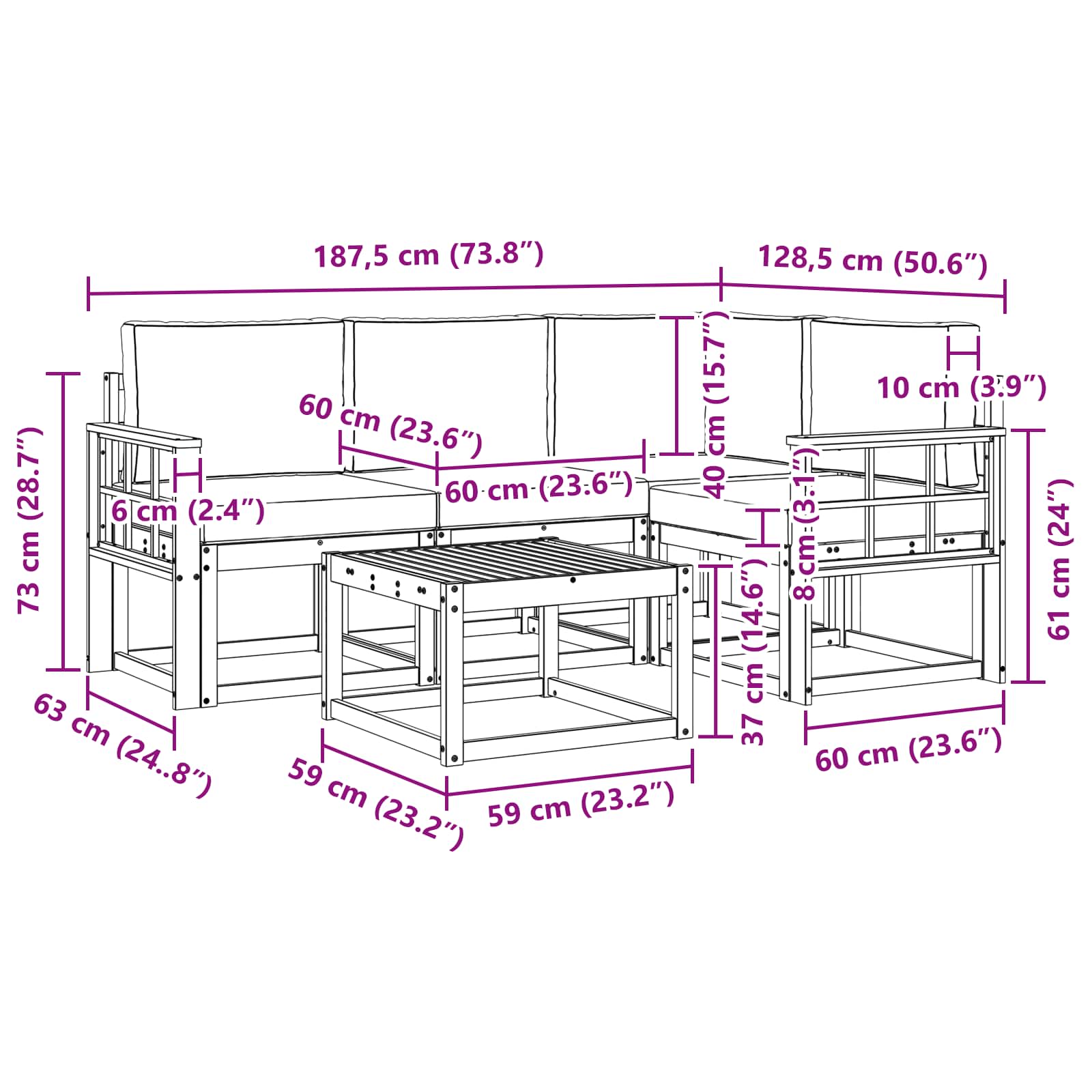 Ensemble de canapés d'extérieur 5 pcs Gris Naturel et Clair - XIOS