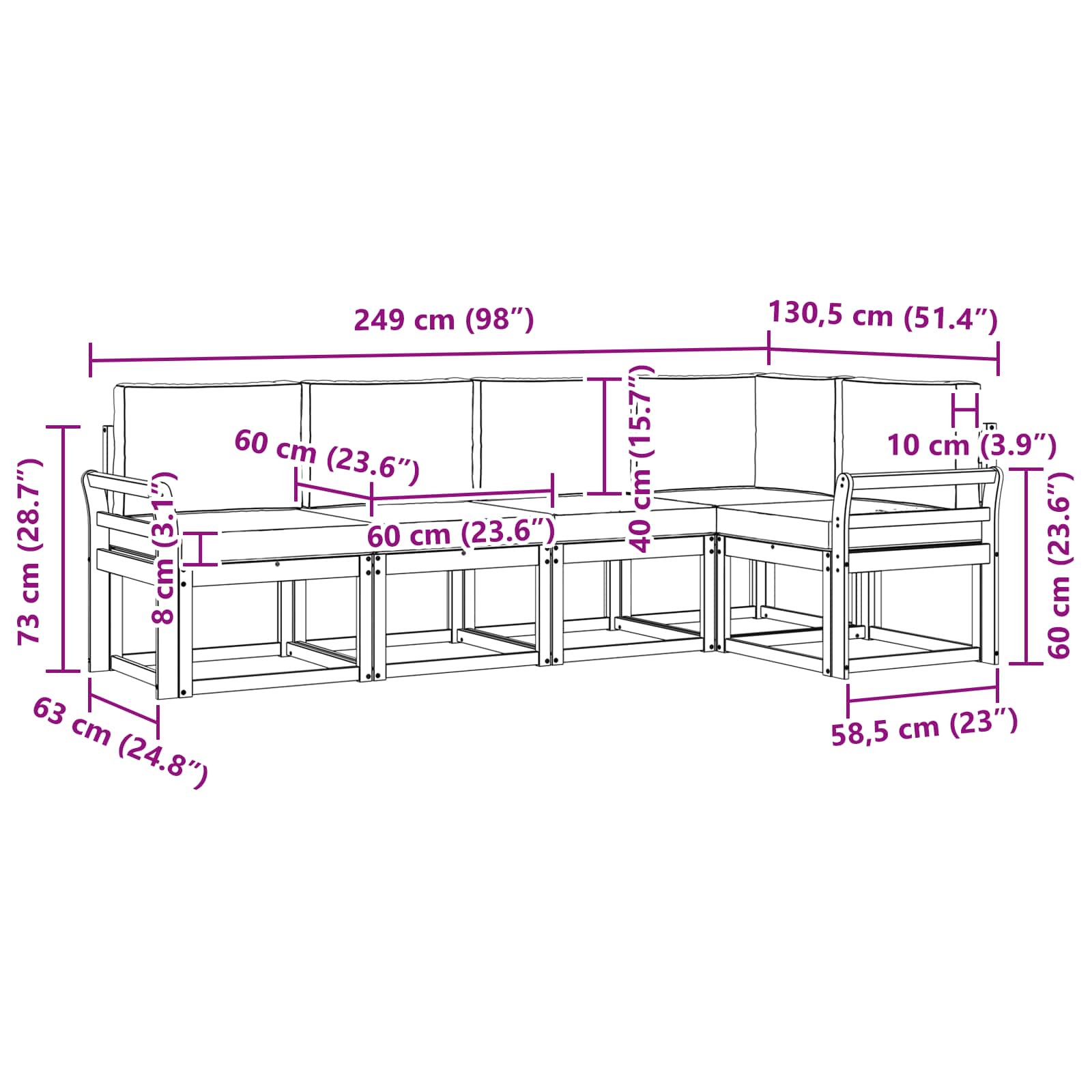 Ensemble de canapés d'extérieur 5 pcs Naturel et Beige - XIOS