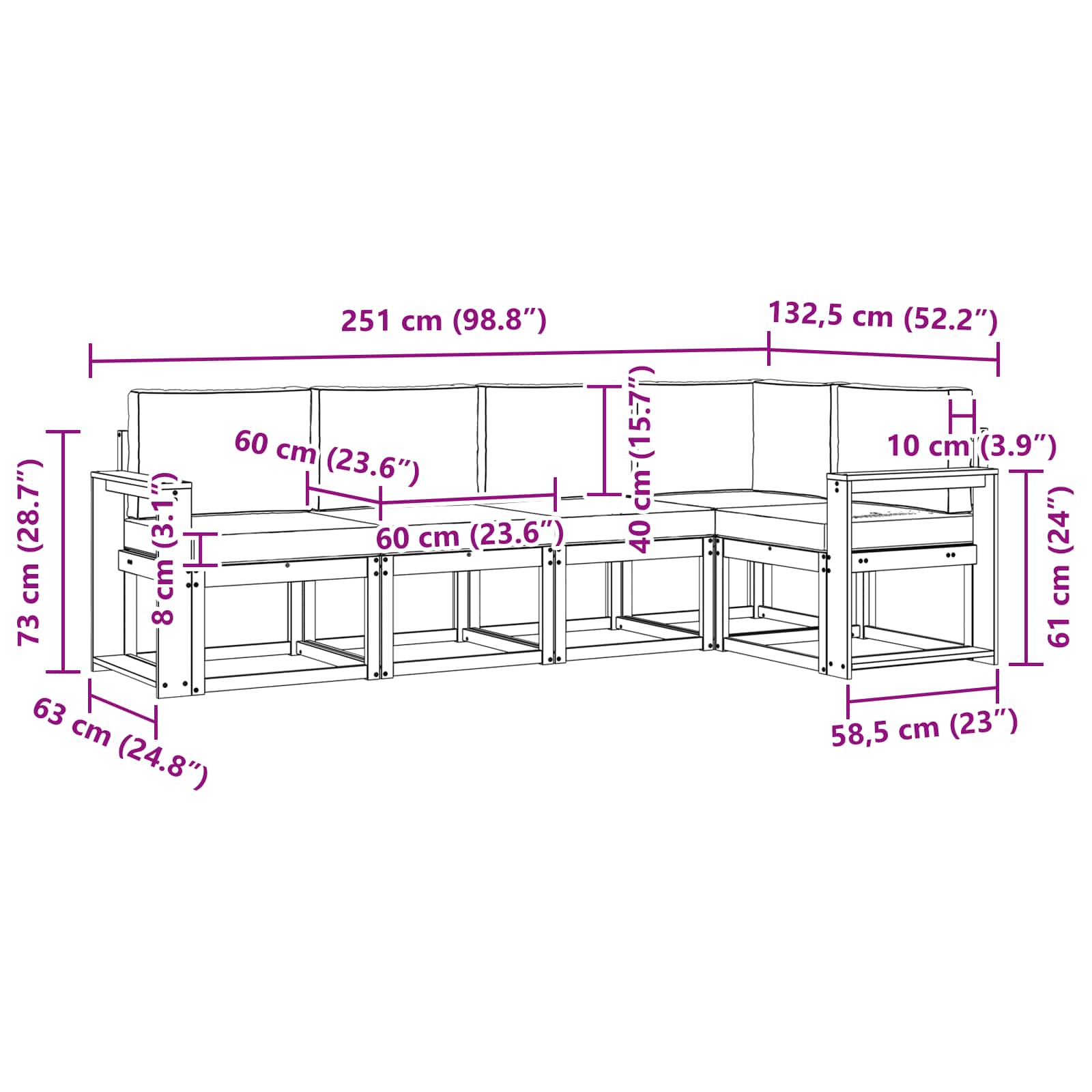 Ensemble de canapés d'extérieur 5 pcs Naturel et Beige - XIOS