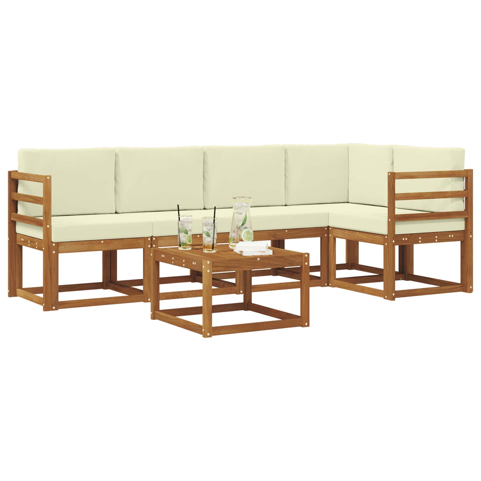 Ensemble de canapés d'extérieur 6 pc Naturel et Crème - XIOS
