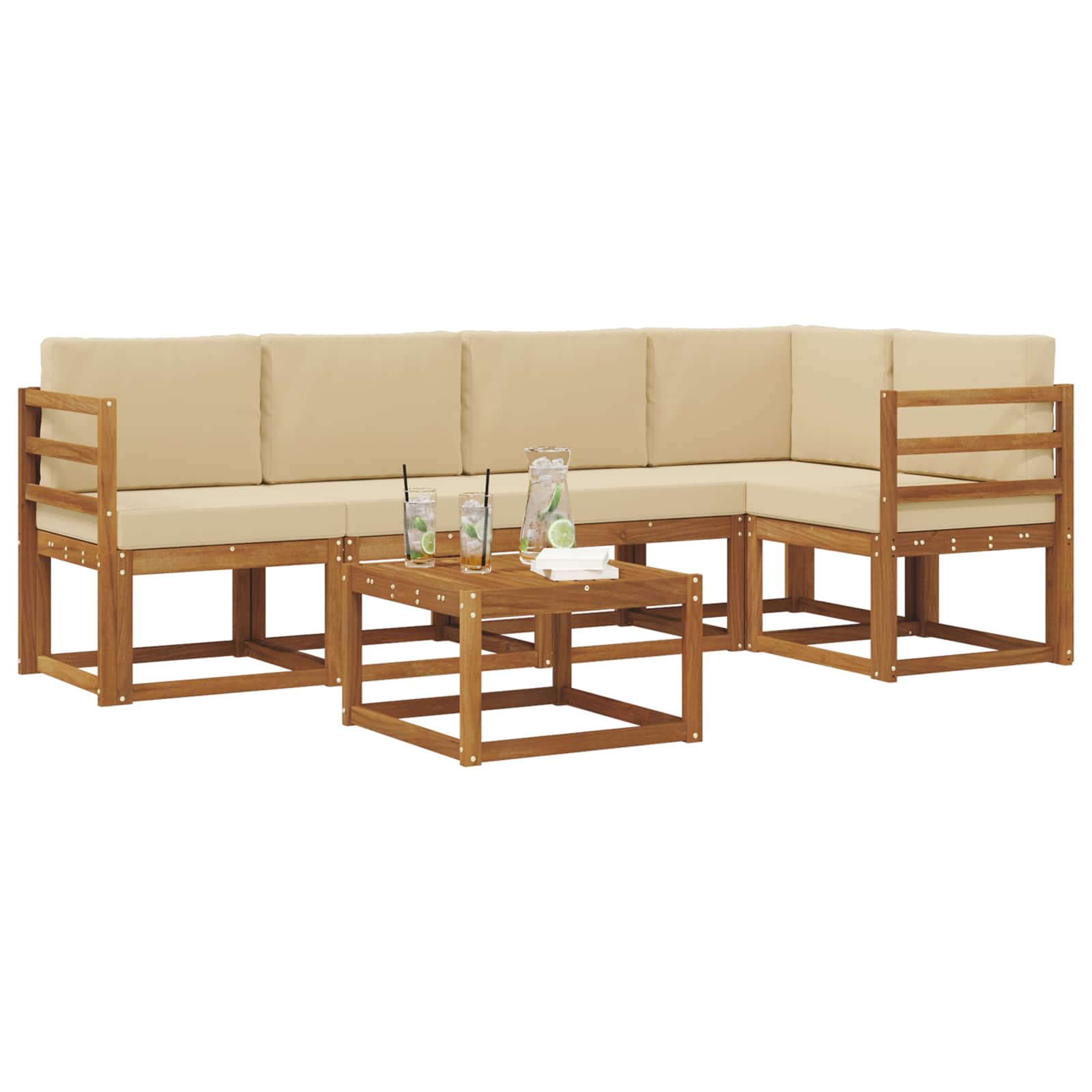 Ensemble de canapés d'extérieur 6 pcs Naturel et Beige - XIOS