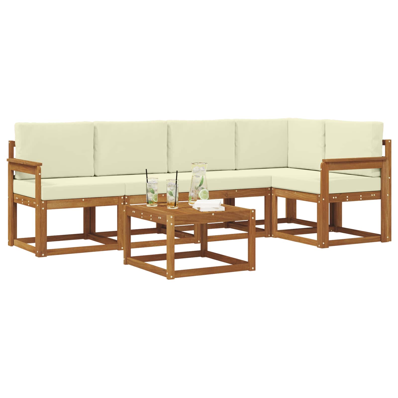 Ensemble de canapés d'extérieur 6 pc Naturel et Crème - XIOS