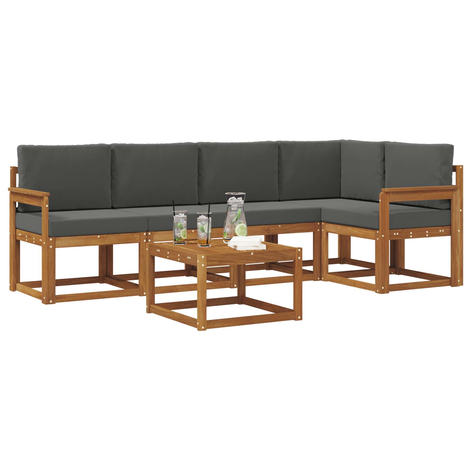Ensemble de canapés d'extérieur 6 pcs Naturel et Anthracite - XIOS