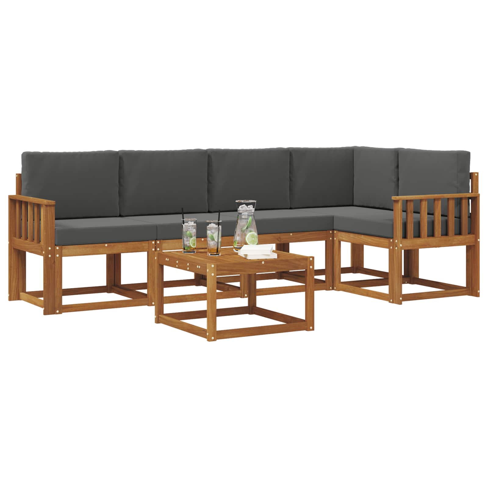 Ensemble de canapés d'extérieur 6 pc Naturel et Anthracite - XIOS