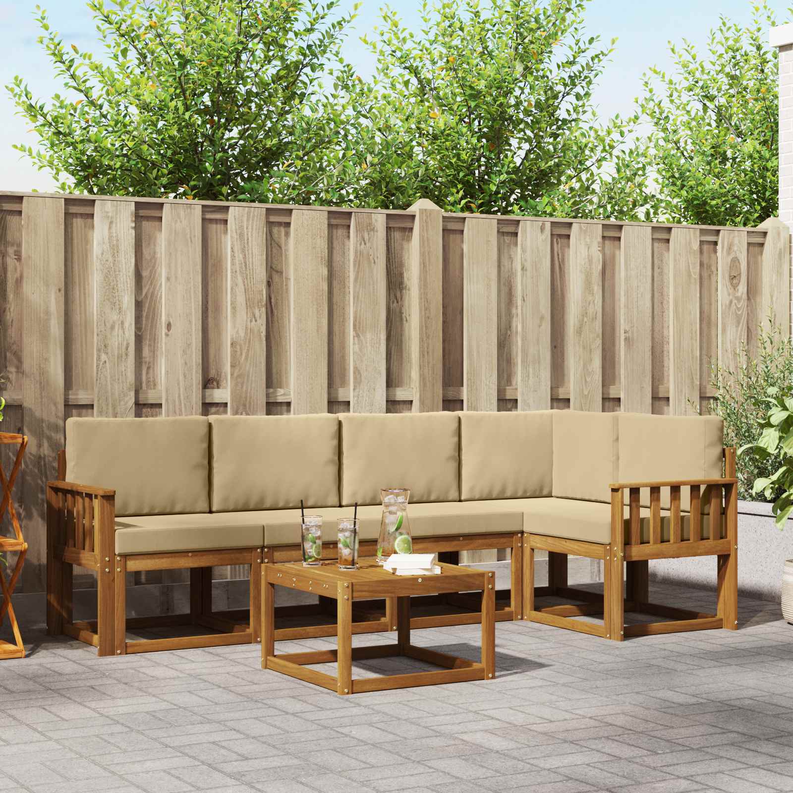 Ensemble de canapés d'extérieur 6 pc Naturel et Beige - XIOS