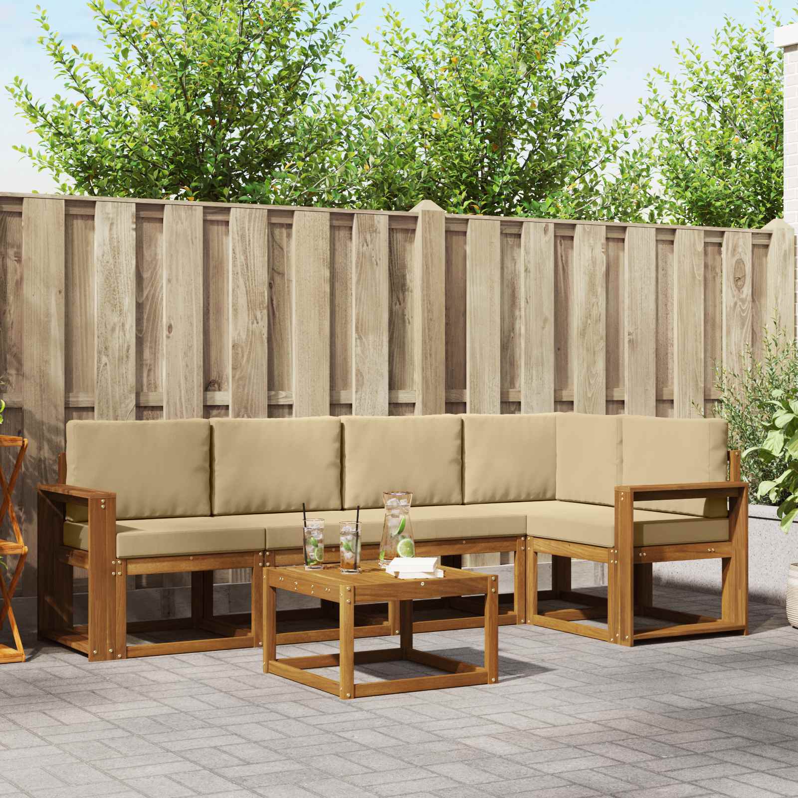 Ensemble de canapés d'extérieur 6 pcs Naturel et Beige - XIOS