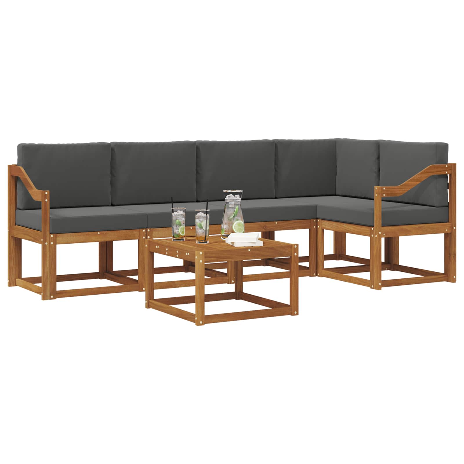 Ensemble de canapés d'extérieur 6 pcs Naturel et Anthracite - XIOS