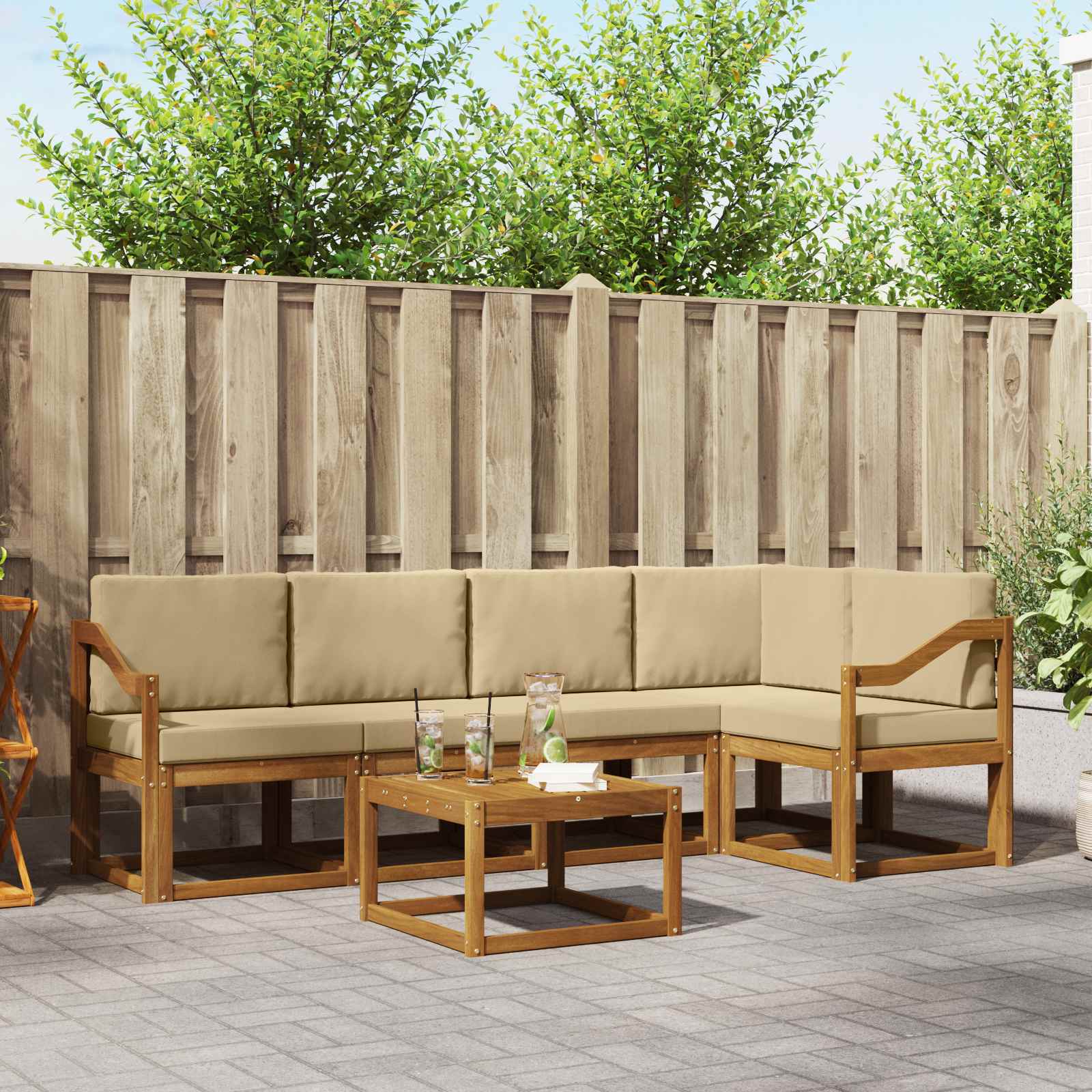 Ensemble de canapés d'extérieur 6 pc Naturel et Beige - XIOS