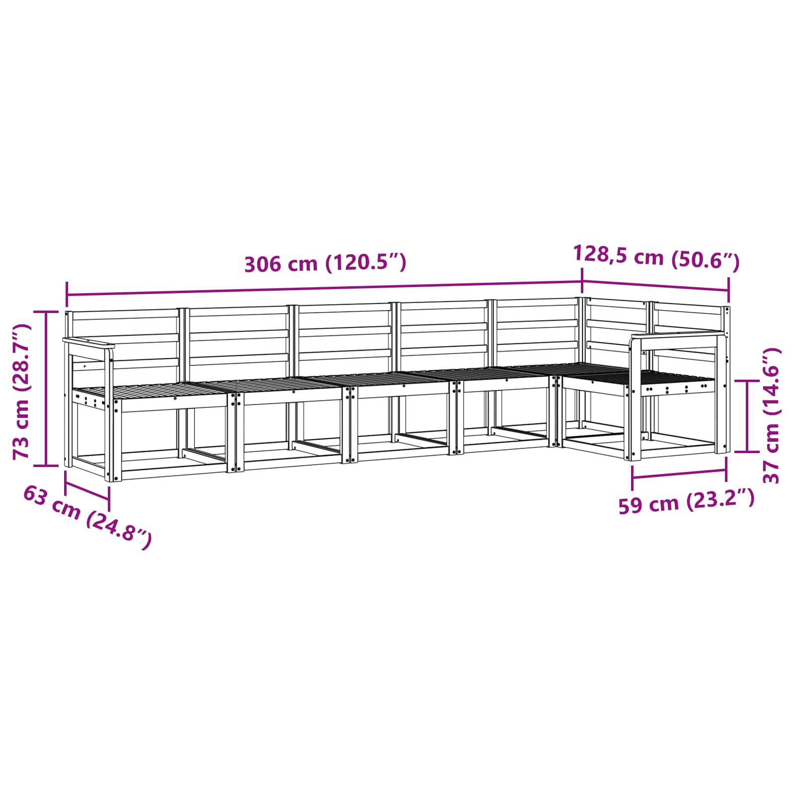 Ensemble de canapés d'extérieur 6 pcs Naturel - XIOS
