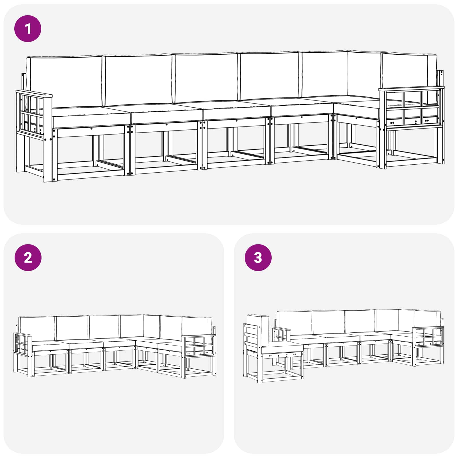 Ensemble de canapés d'extérieur 6 pcs Naturel et Beige - XIOS
