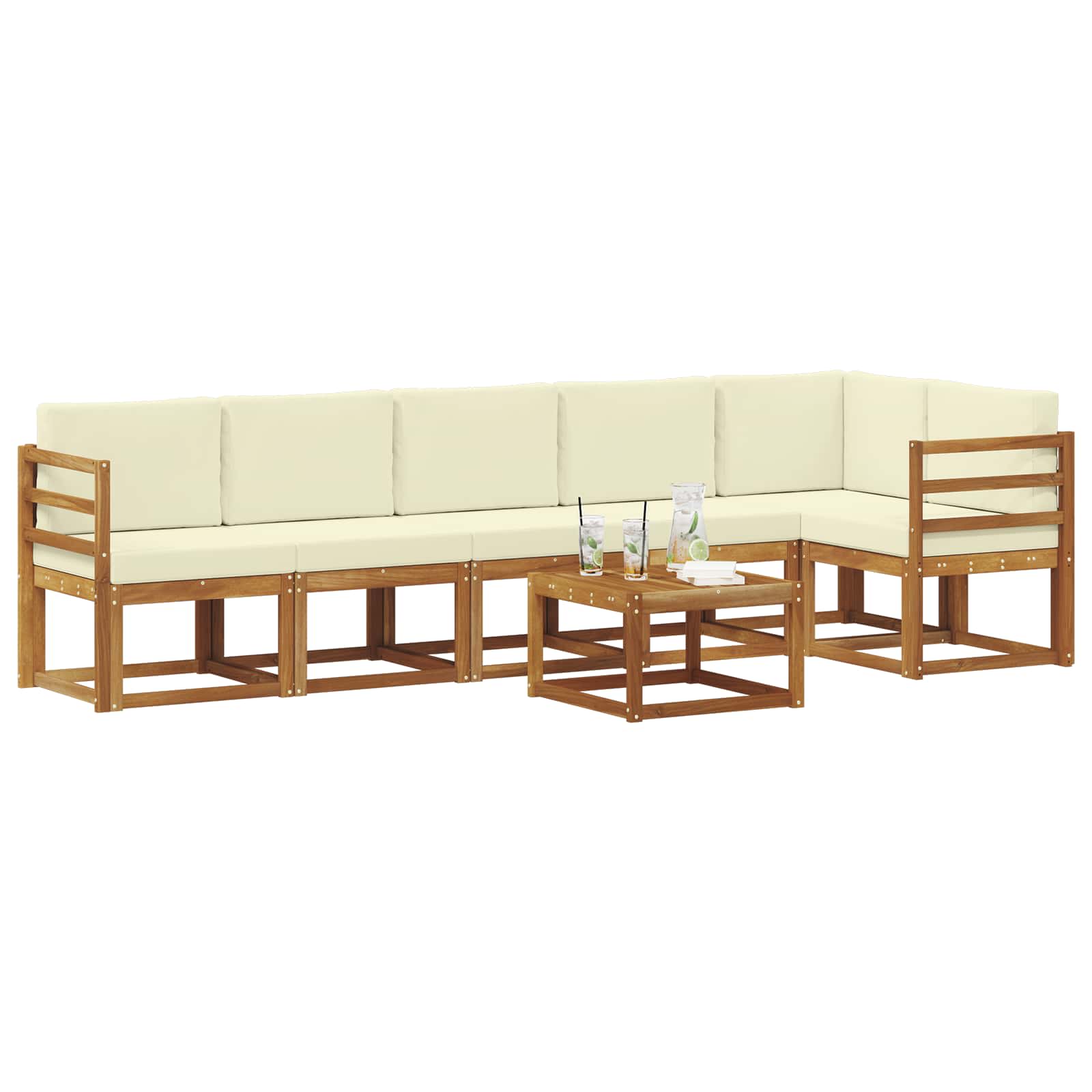 Ensemble de canapés d'extérieur 7 pc Naturel et Crème - XIOS