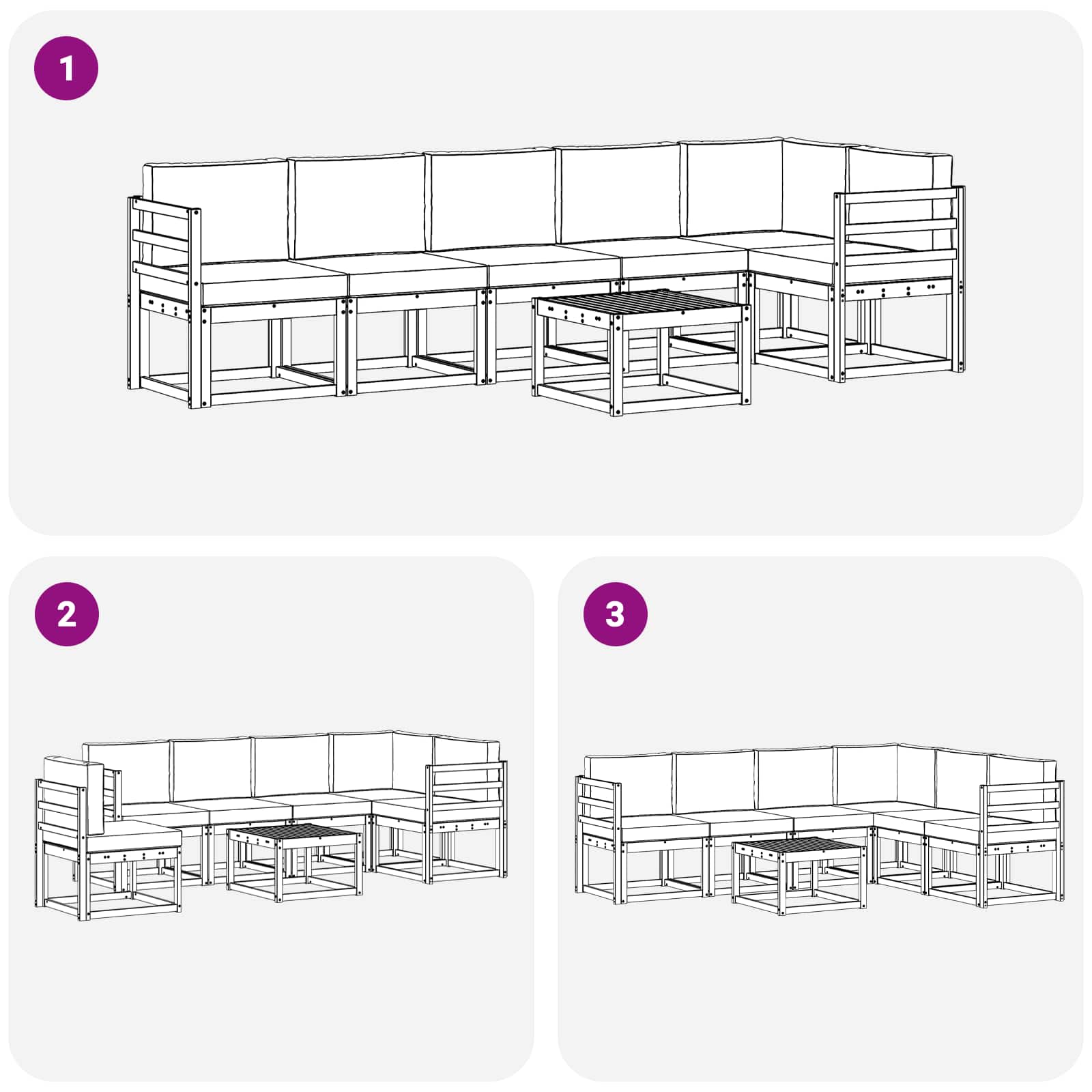 Ensemble de canapés d'extérieur 7 pcs Gris Naturel et Clair - XIOS