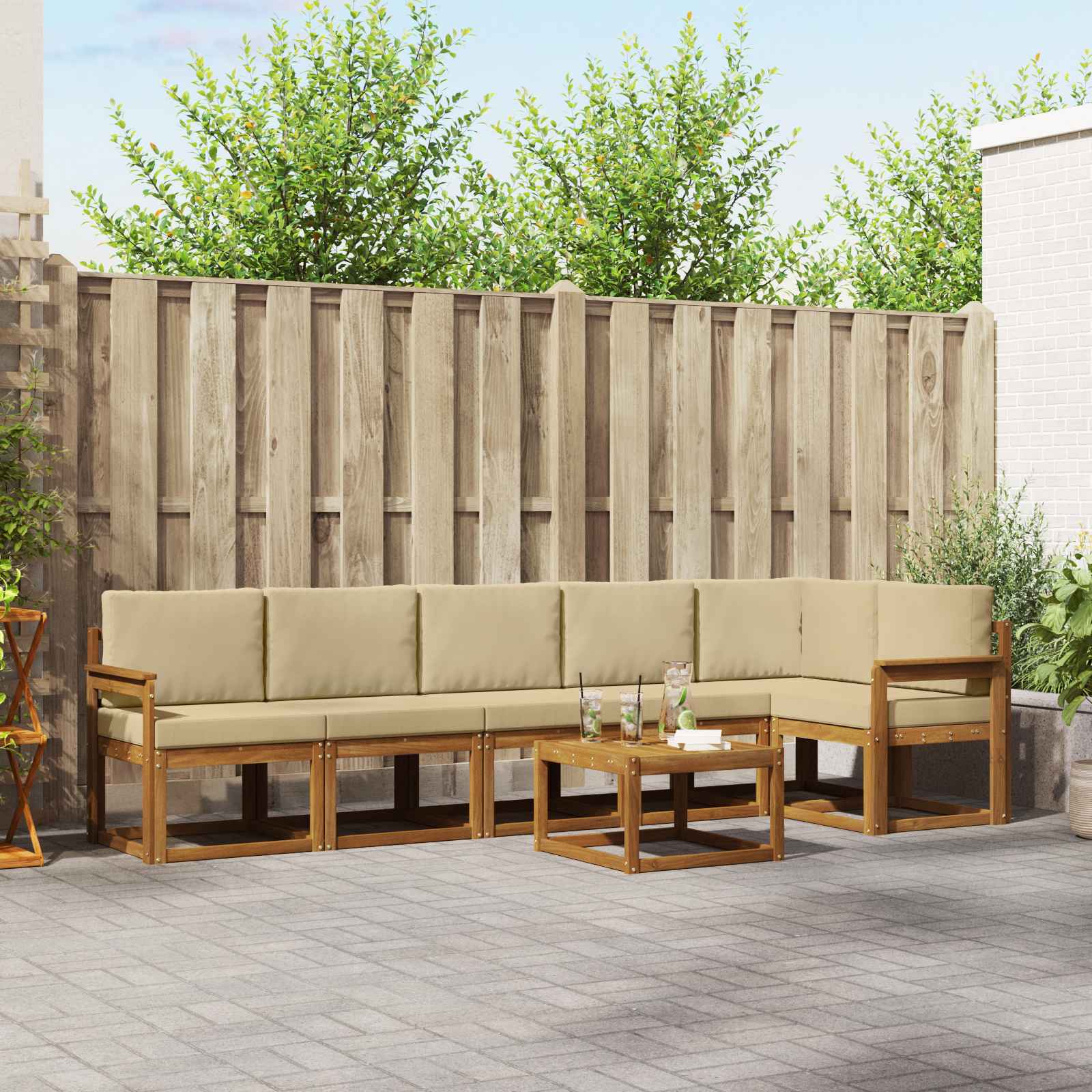 Ensemble de canapés d'extérieur 7 pcs Naturel et Beige - XIOS