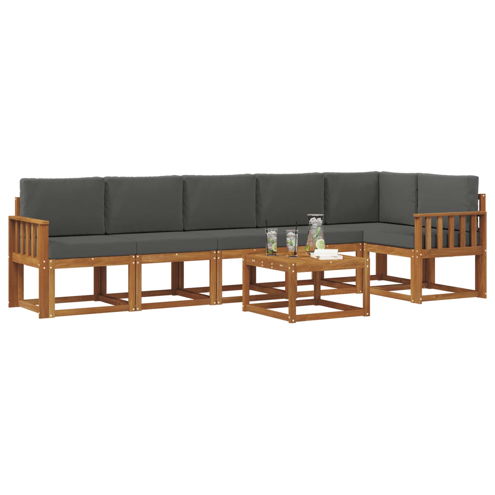 Ensemble de canapés d'extérieur 7 pc Naturel et Anthracite - XIOS