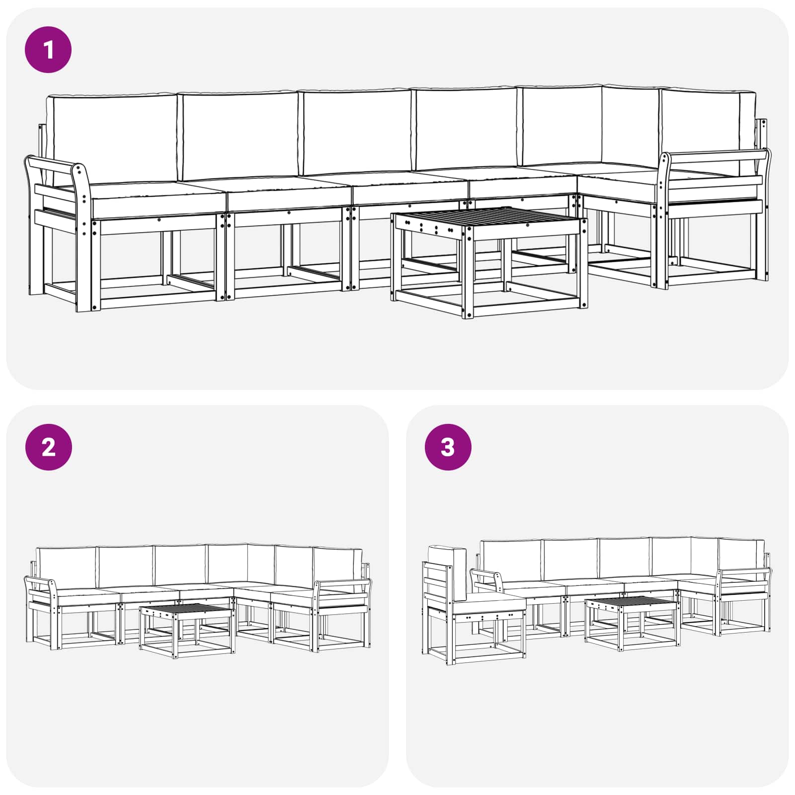 Ensemble de canapés d'extérieur 7 pcs Naturel et Anthracite - XIOS