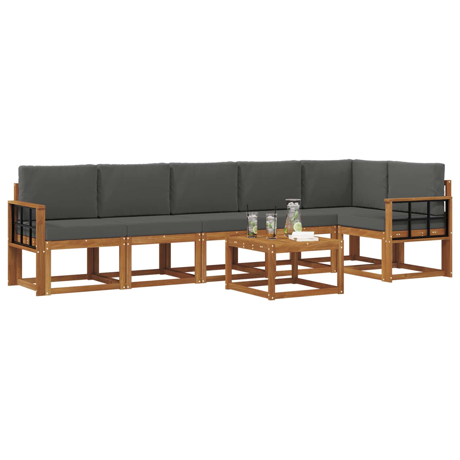 Ensemble de canapés d'extérieur 7 pcs Naturel et Anthracite - XIOS
