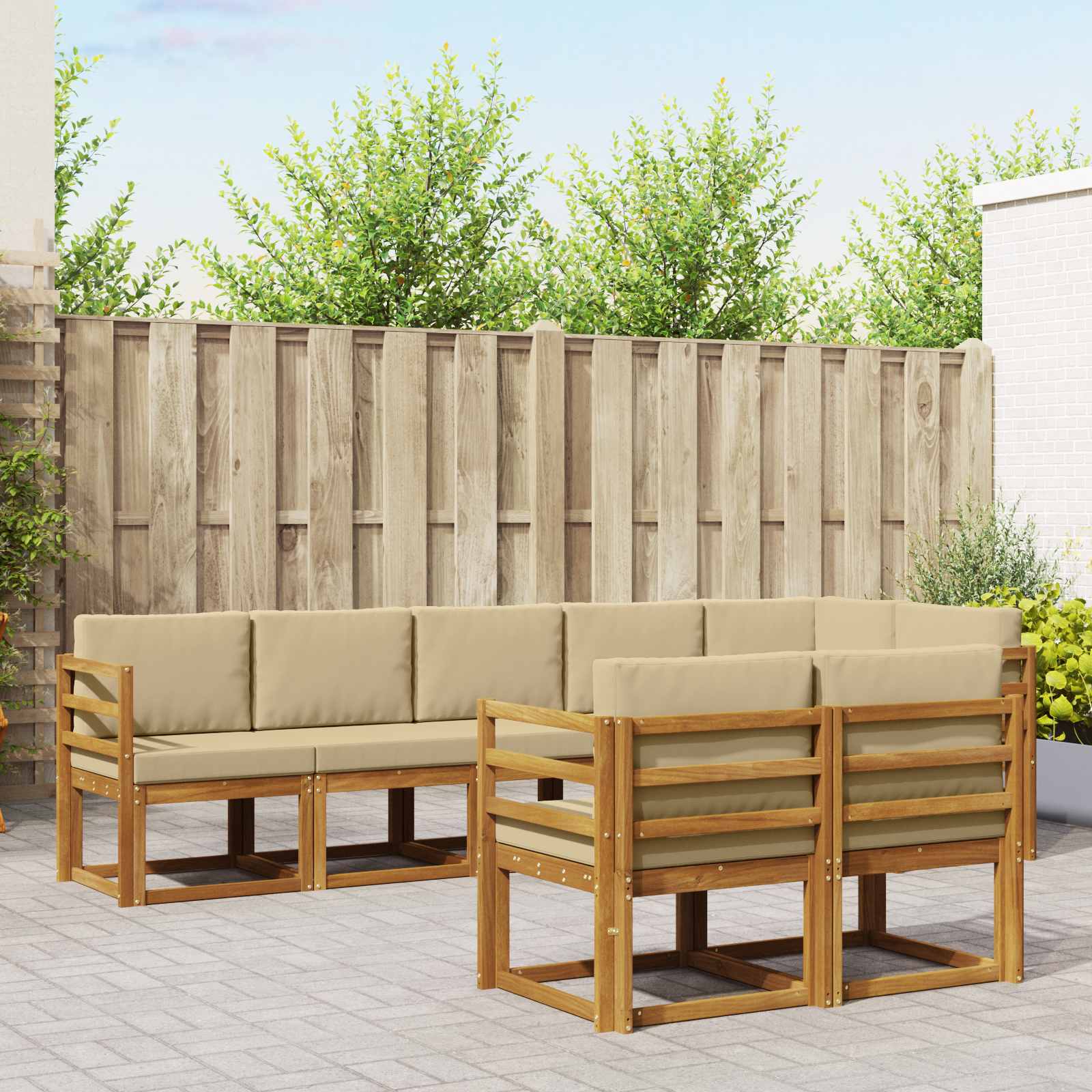 Ensemble de canapés d'extérieur 8 pcs Naturel et Beige - XIOS