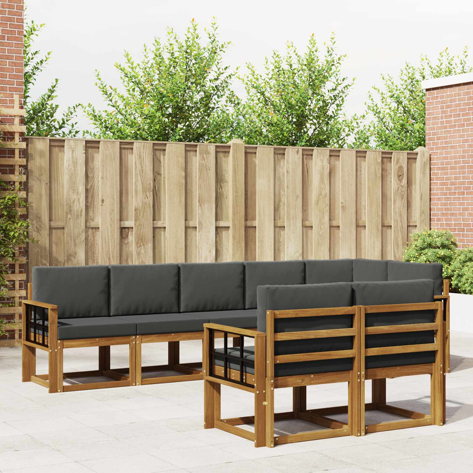 Ensemble de canapés d'extérieur 8 pcs Naturel et Anthracite - XIOS