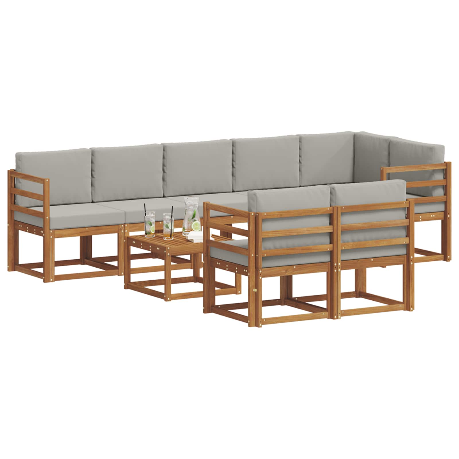 Ensemble de canapés d'extérieur 9 pcs Gris Naturel et Clair - XIOS