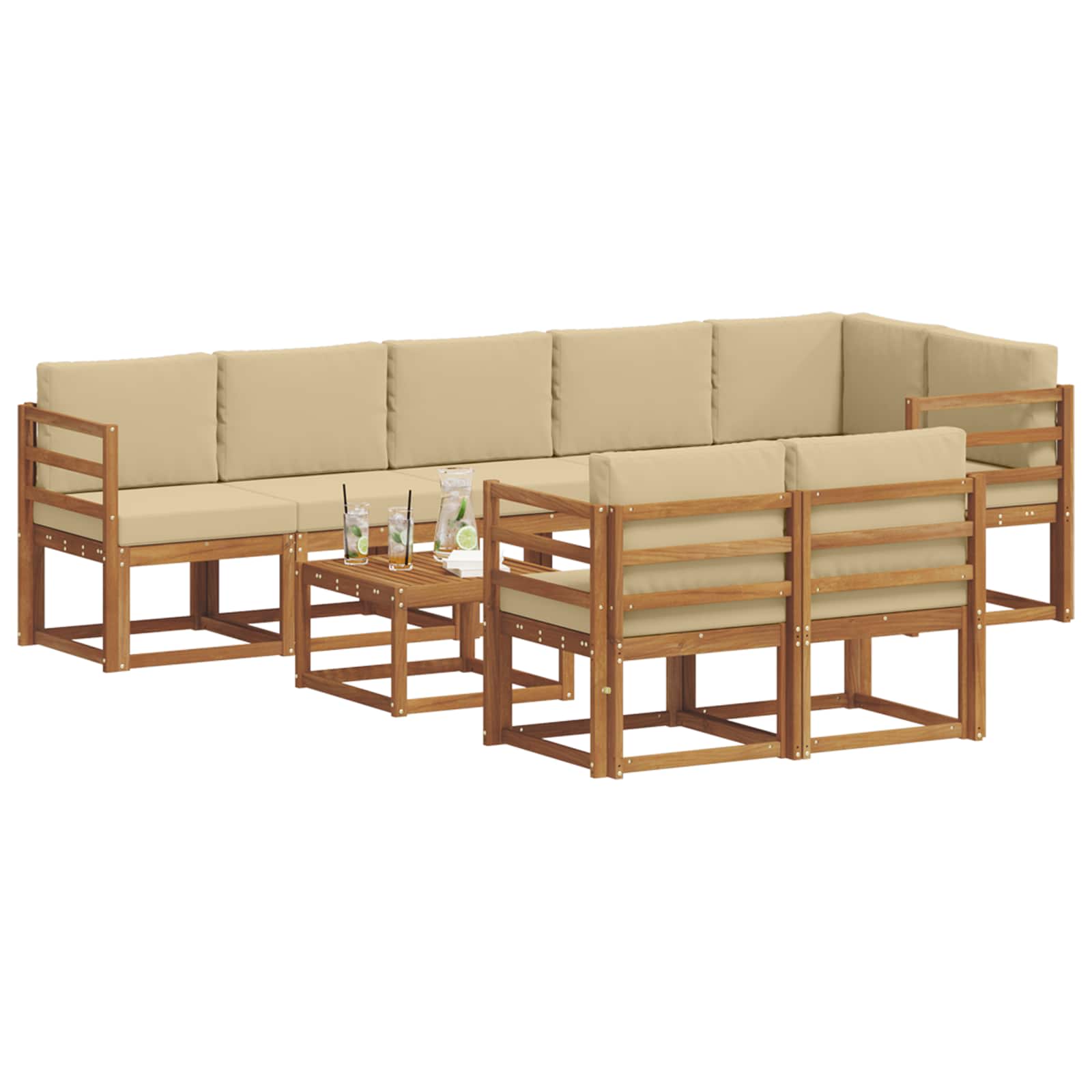 Ensemble de canapés d'extérieur 9 pcs Naturel et Beige - XIOS
